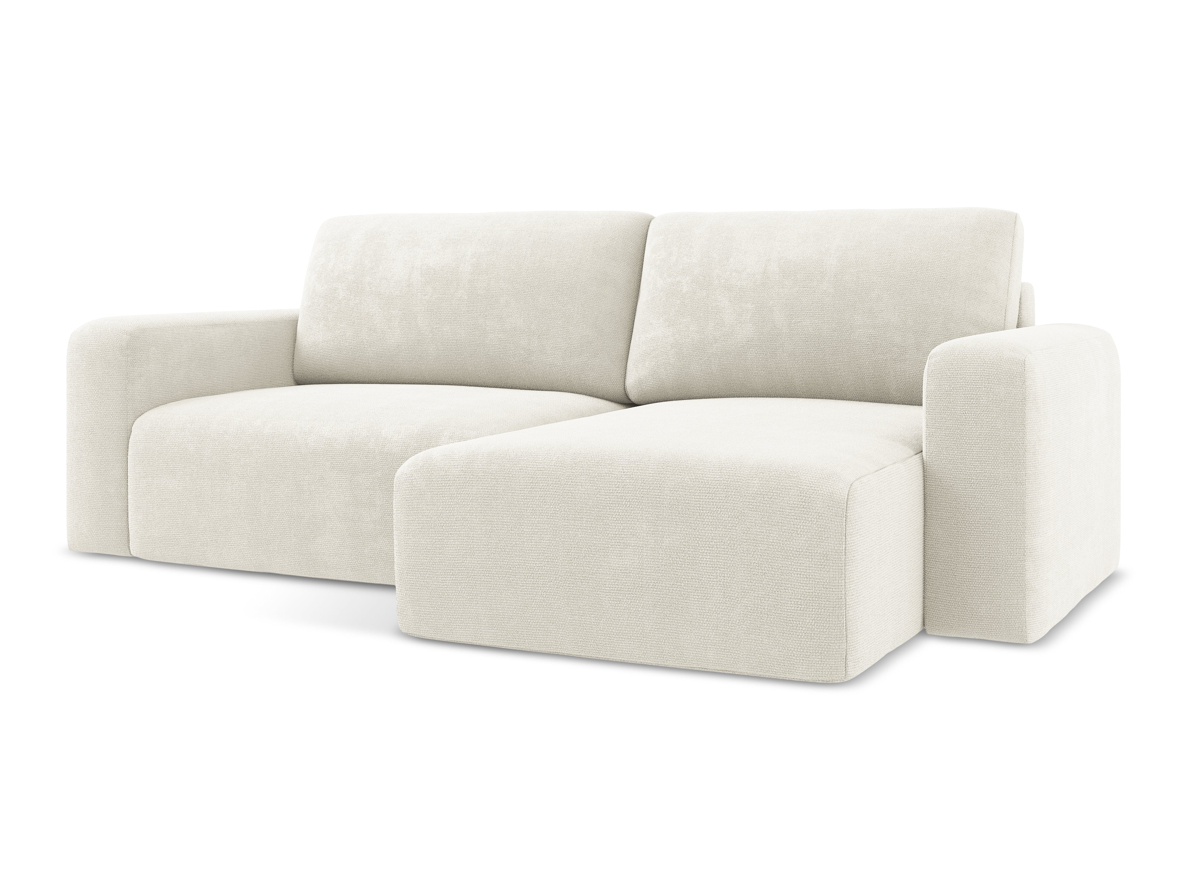 Right-facing corner sofa bed KONA white chenille