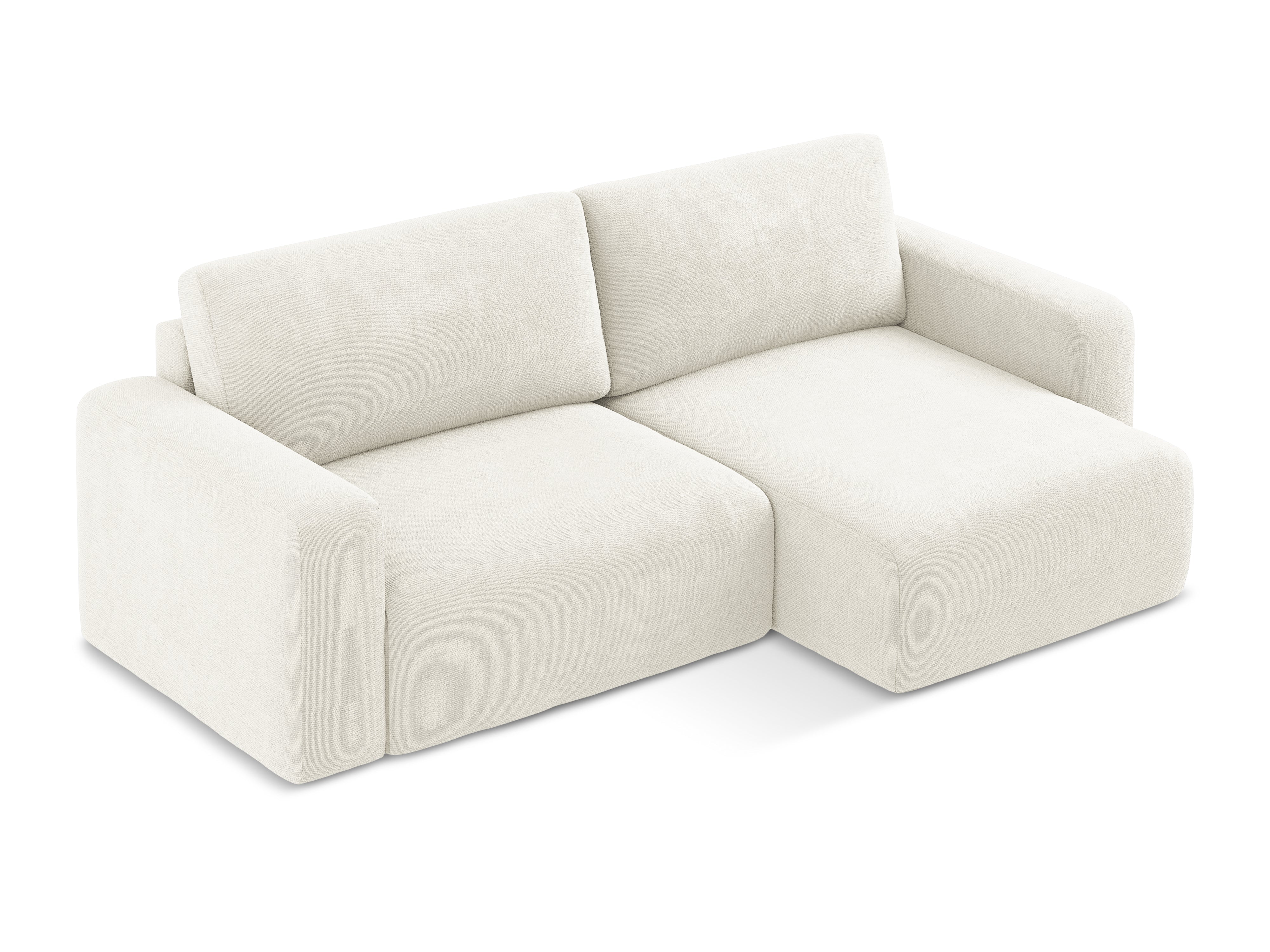 Right-facing corner sofa bed KONA white chenille