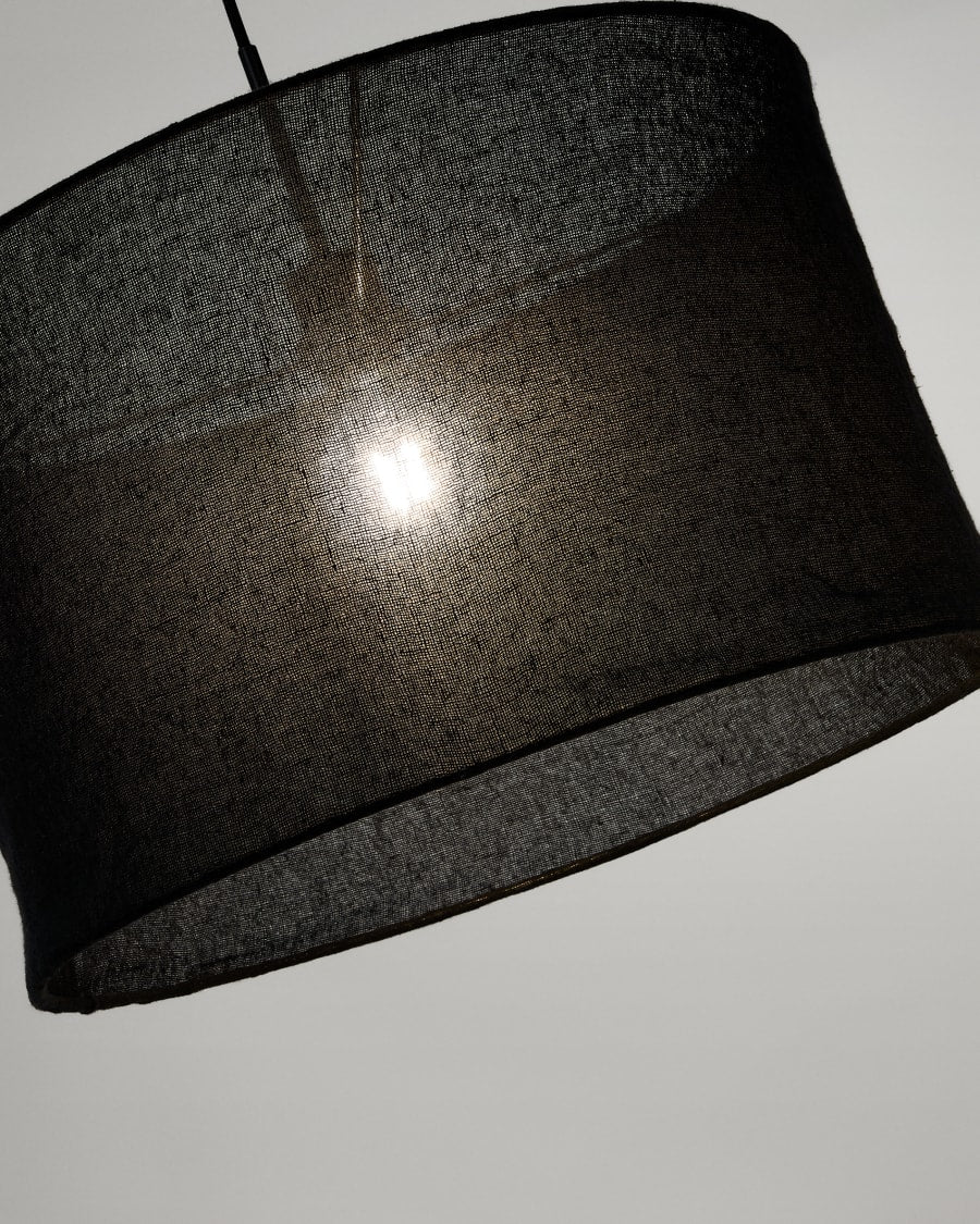 Závesná lampa MARIELA čierny ľanový abážur