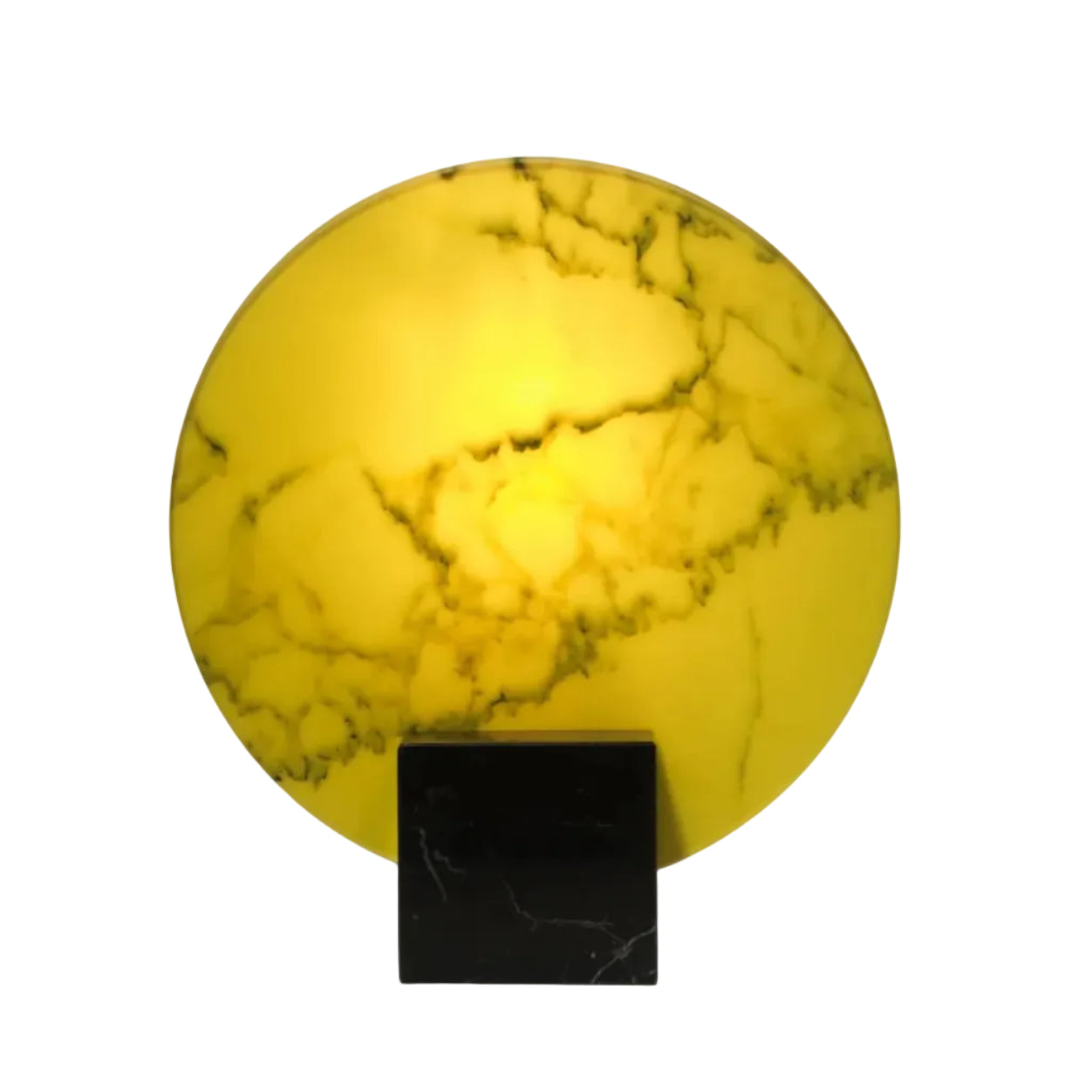 Stolná lampa ACID MARBLE v kyselinovožltej farbe s čiernym mramorovým podstavcom