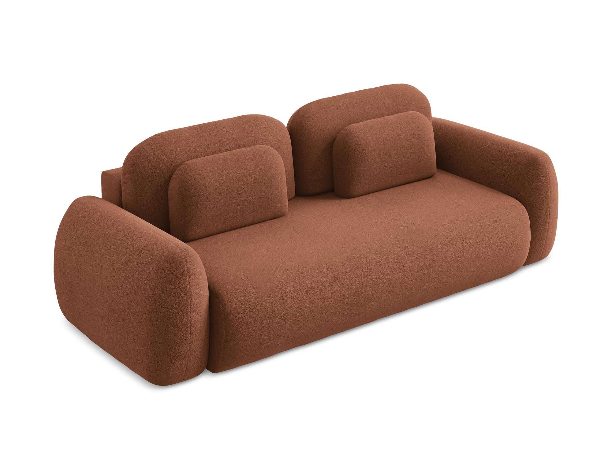 3-Seater Sofa with Sleeping Function LOHI Terracotta Boucle