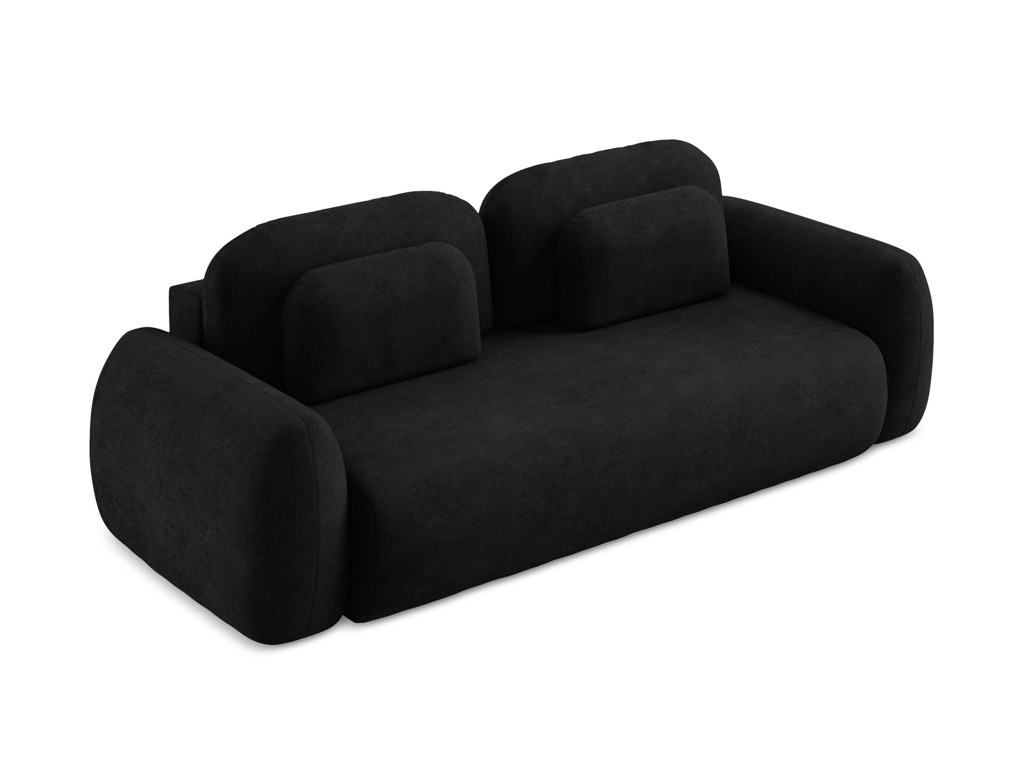 3-Seater Sofa with Sleeping Function LOHI Black Chenille