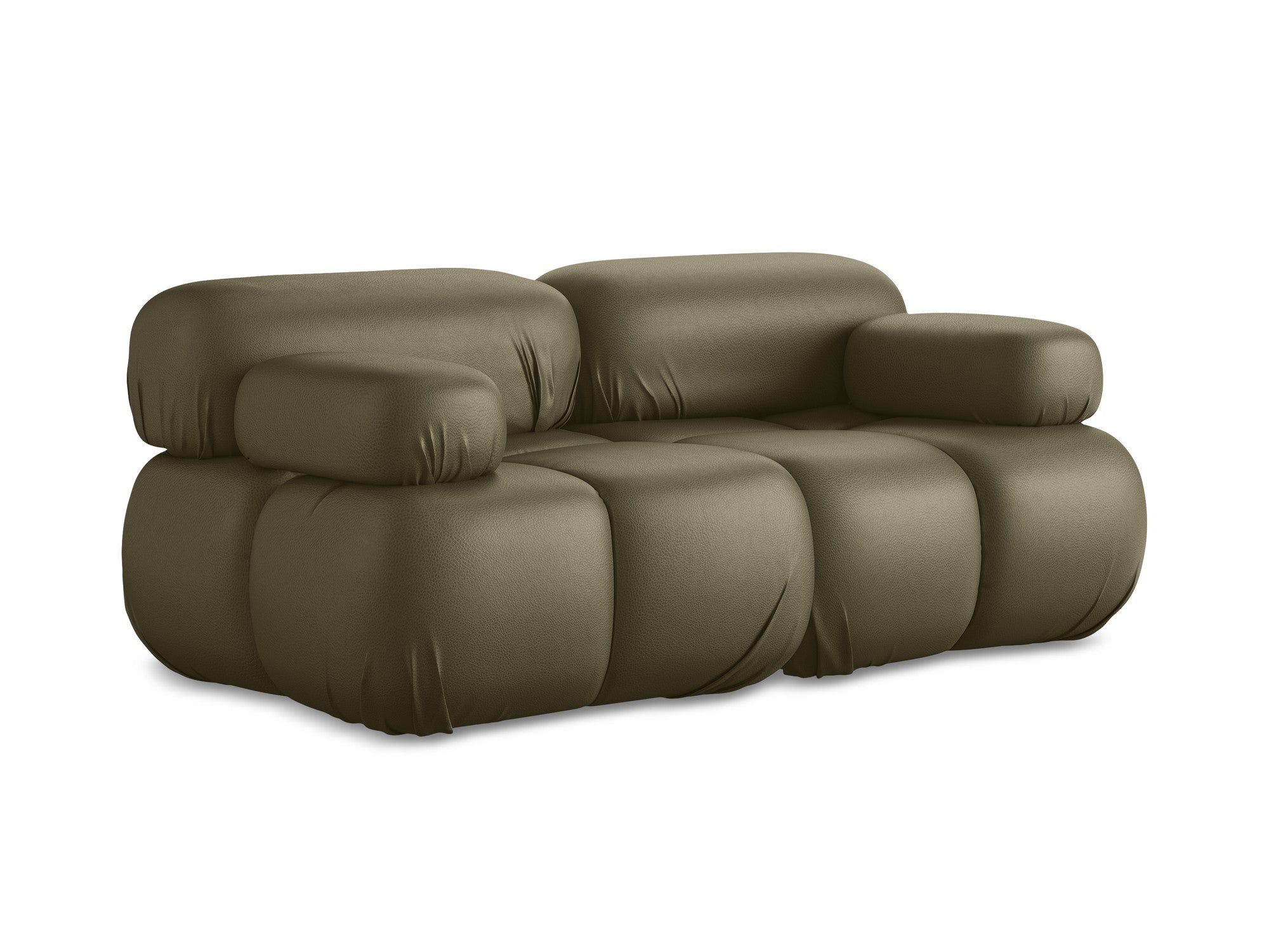 Modular 2-Seater Sofa LOKUA in Olive Eco-Leather