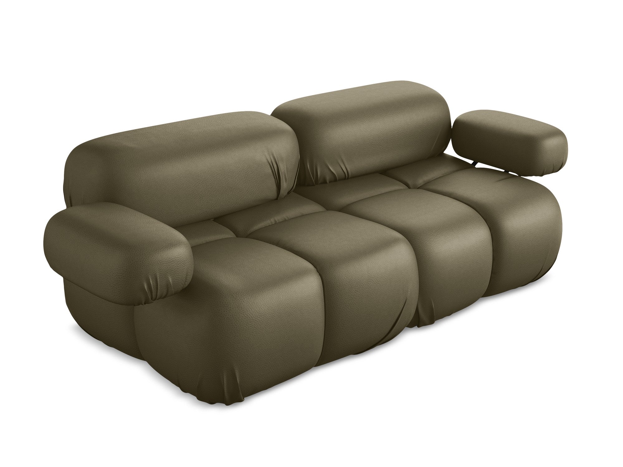 Modular 2-Seater Sofa LOKUA in Olive Eco-Leather