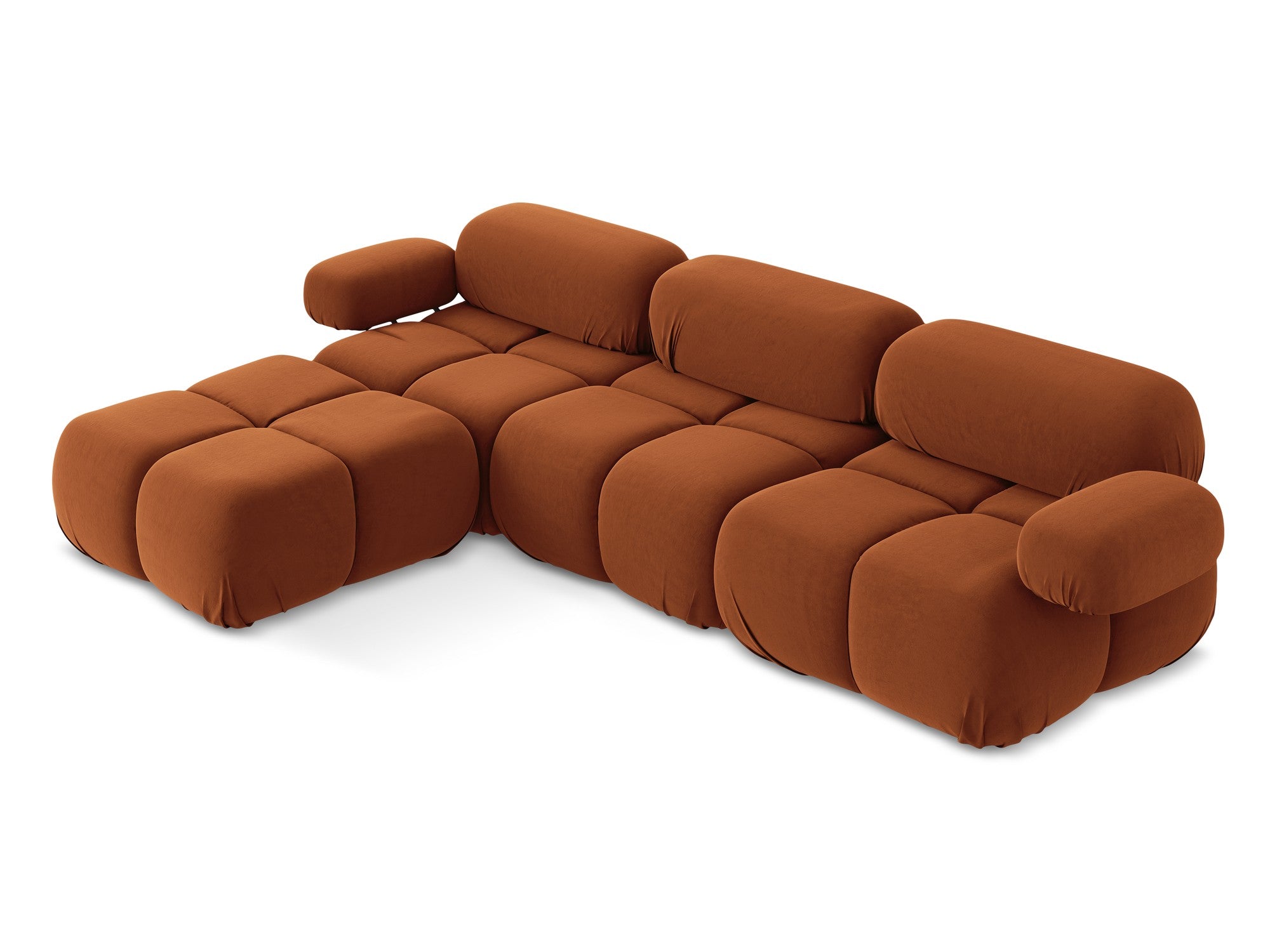 Universal velvet modular corner sofa LOKUA terracotta