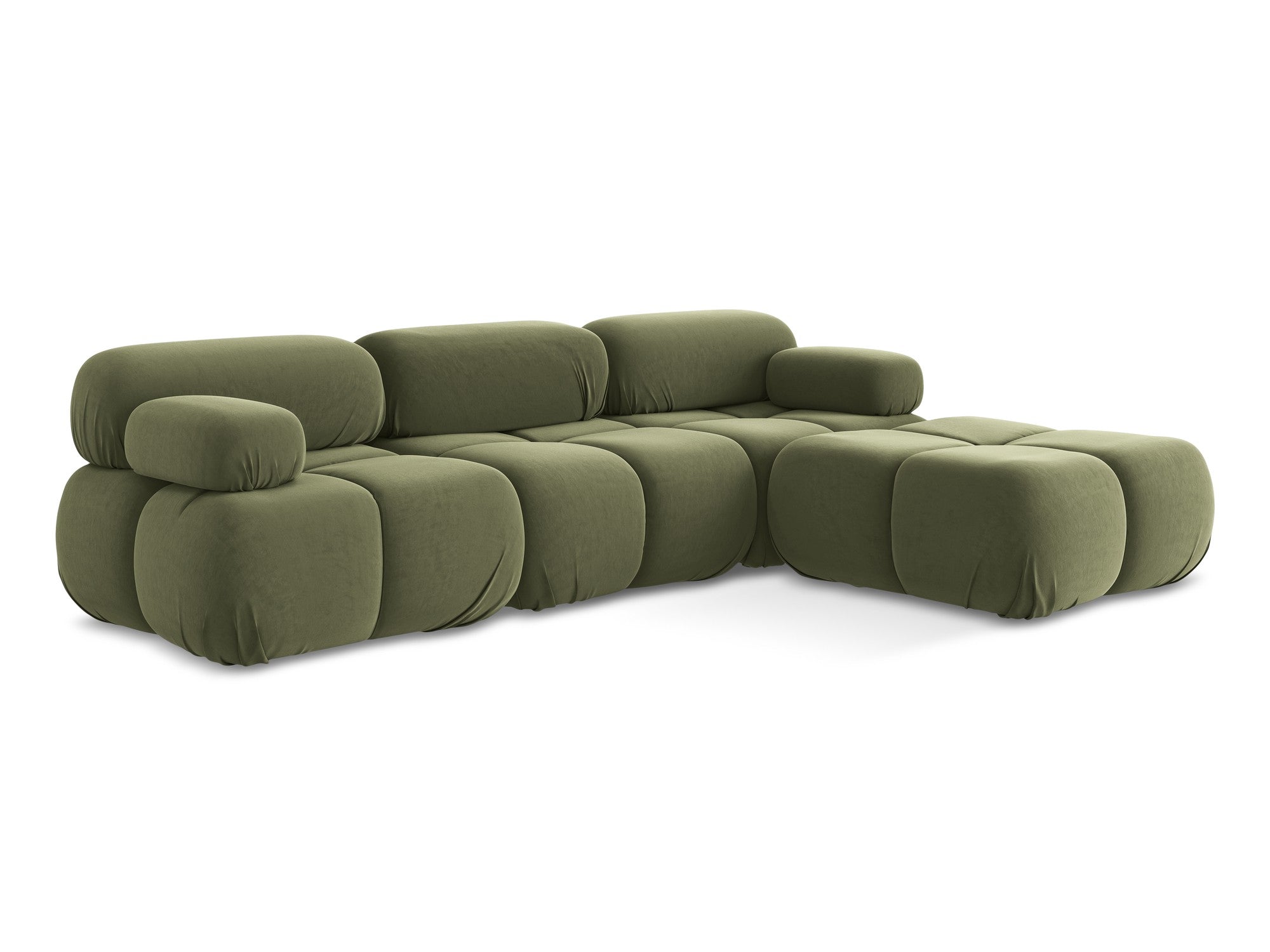 Modulárny rohový gauč z sametu univerzálny LOKUA olivový