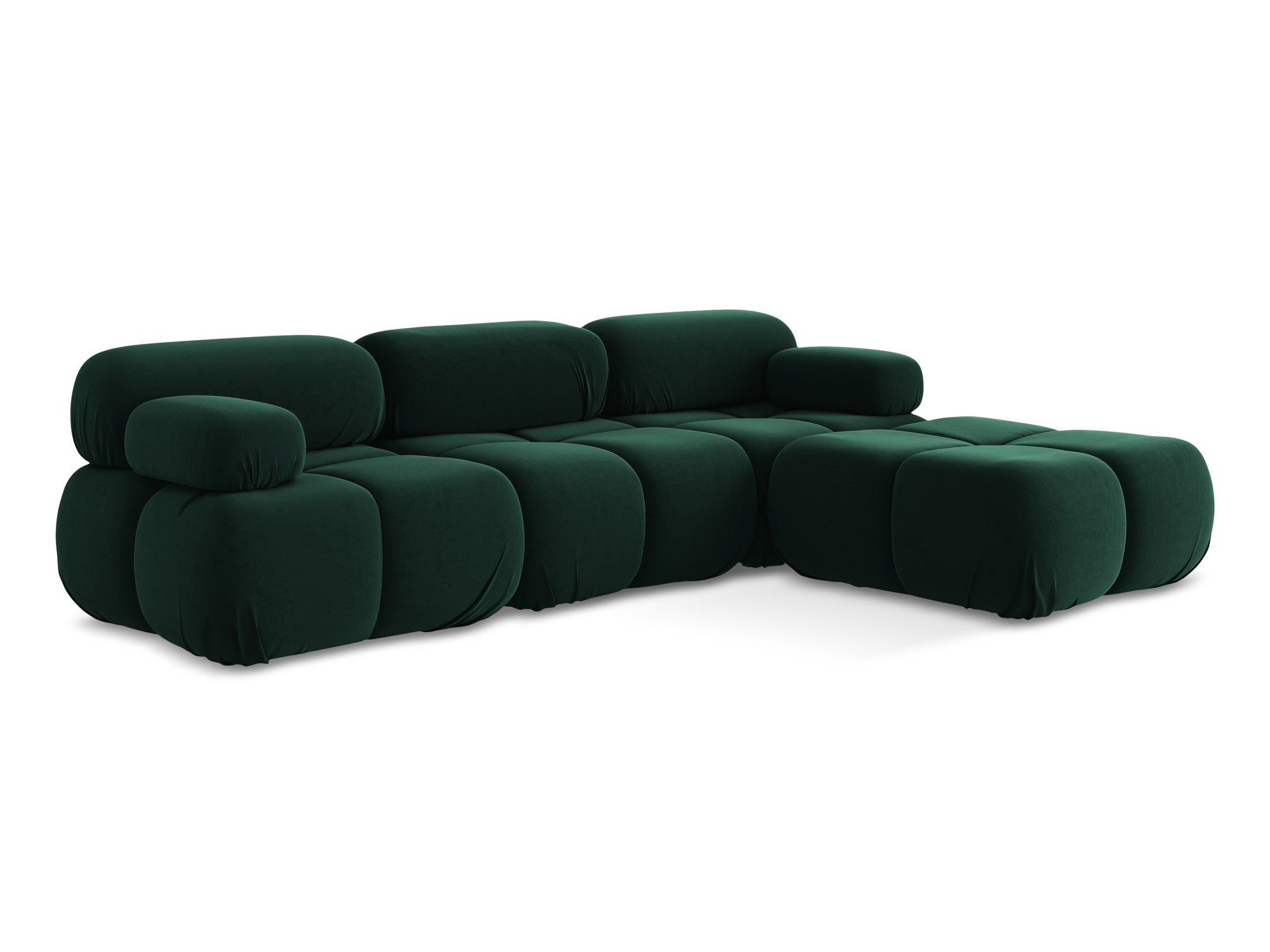 Universal velvet modular corner sofa LOKUA in bottle green