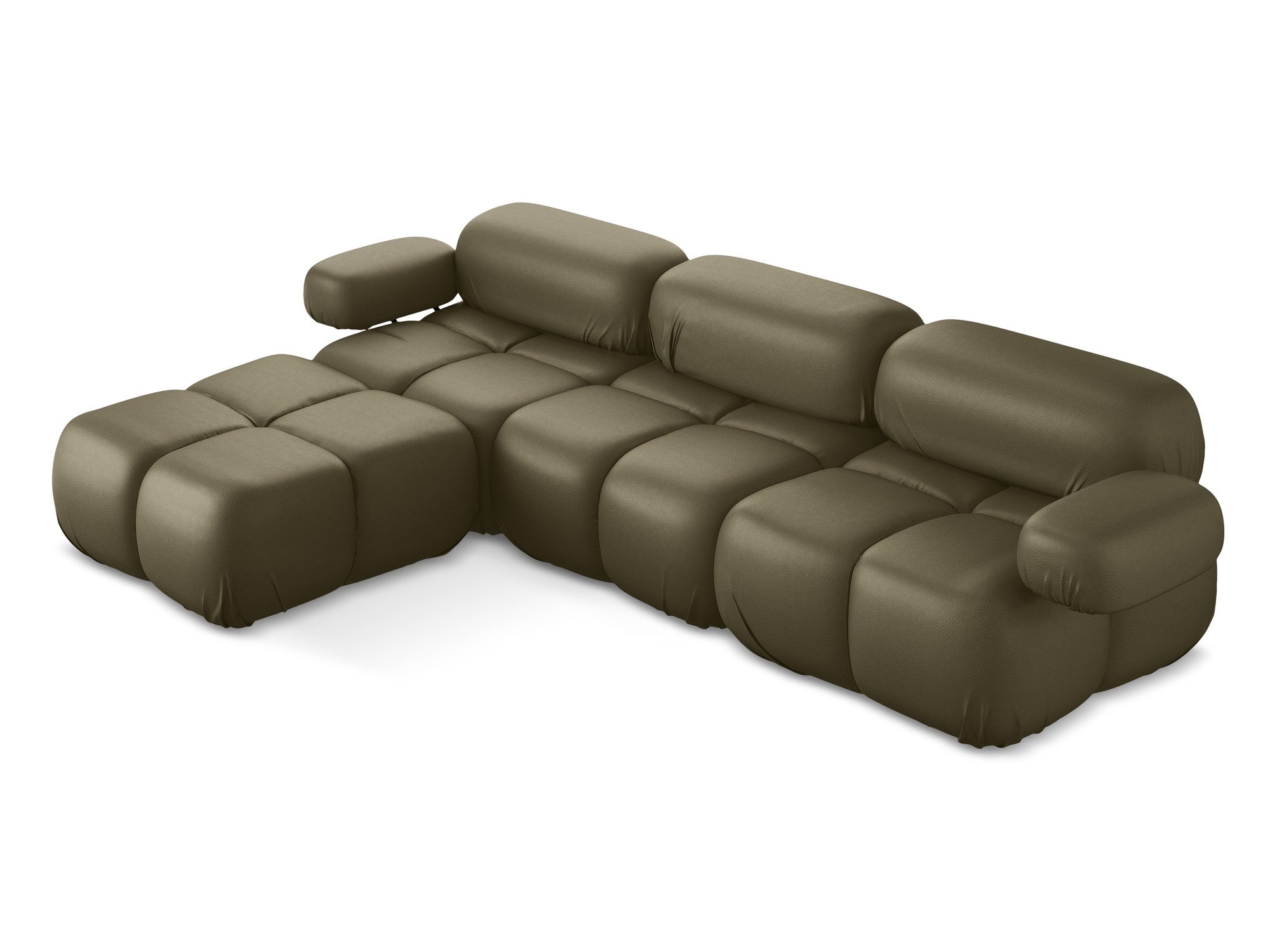 Universal modular corner sofa LOKUA olive eco-leather
