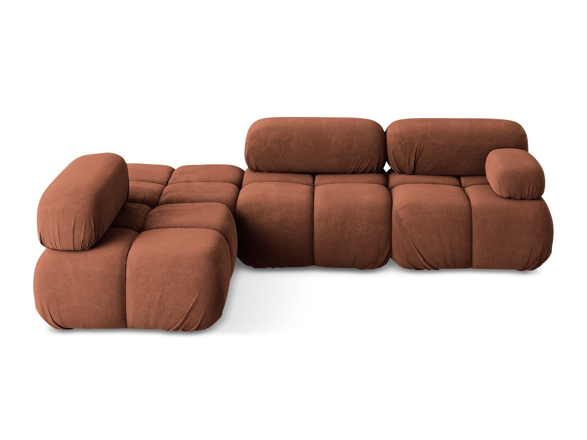 Left-sided modular corner sofa LOKUA terracotta chenille