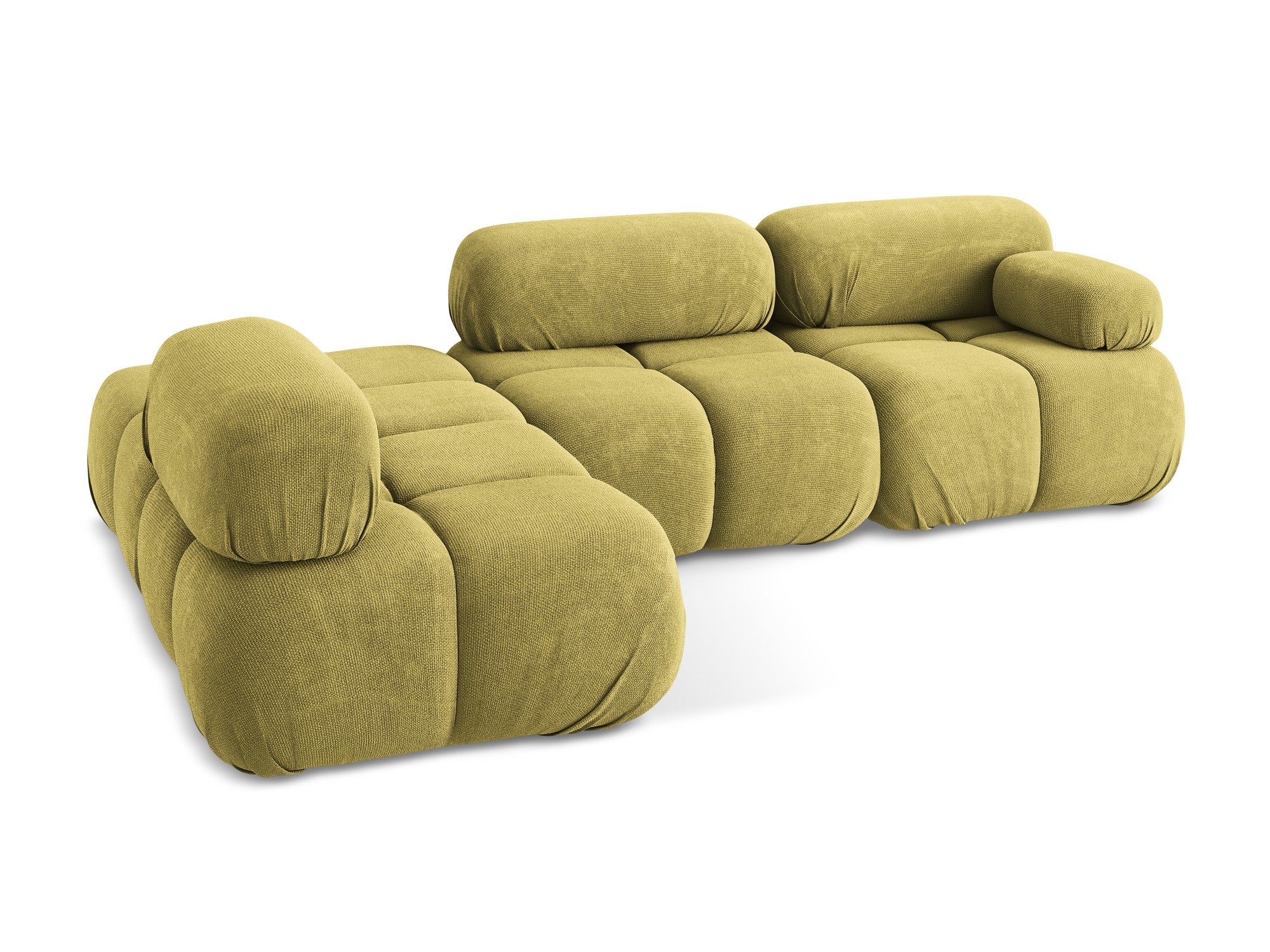 Left-sided modular corner sofa LOKUA in lime chenille