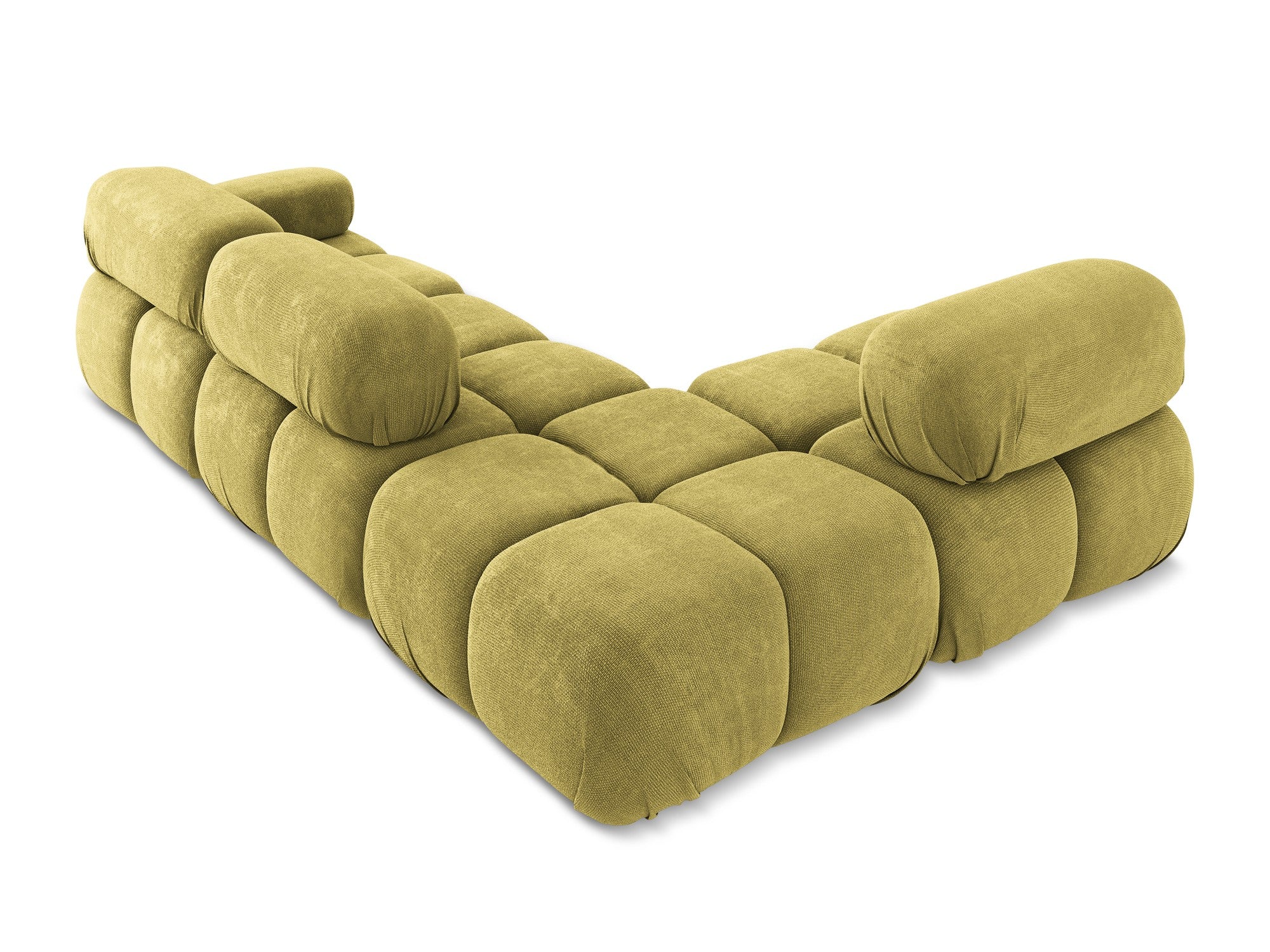 Left-sided modular corner sofa LOKUA in lime chenille