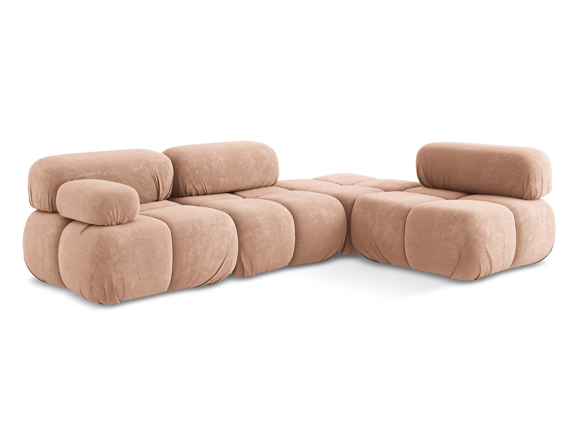 Right-facing modular corner sofa LOKUA peach chenille