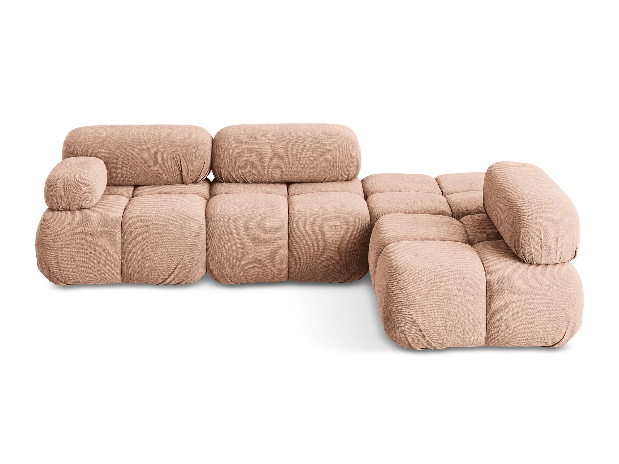 Right-facing modular corner sofa LOKUA peach chenille