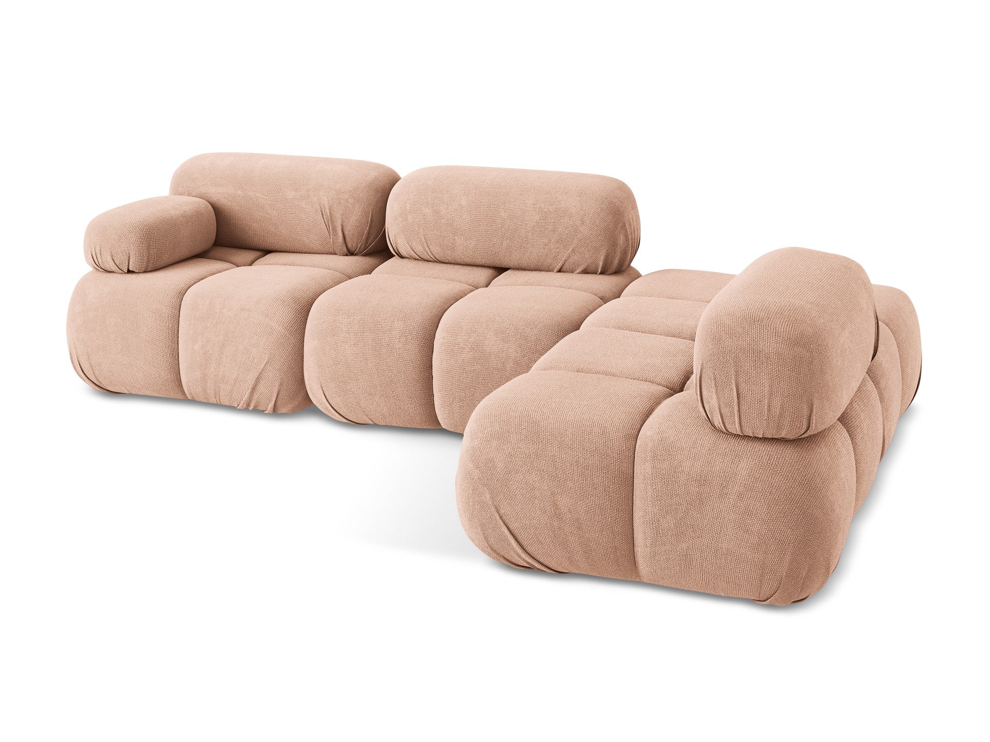 Right-facing modular corner sofa LOKUA peach chenille