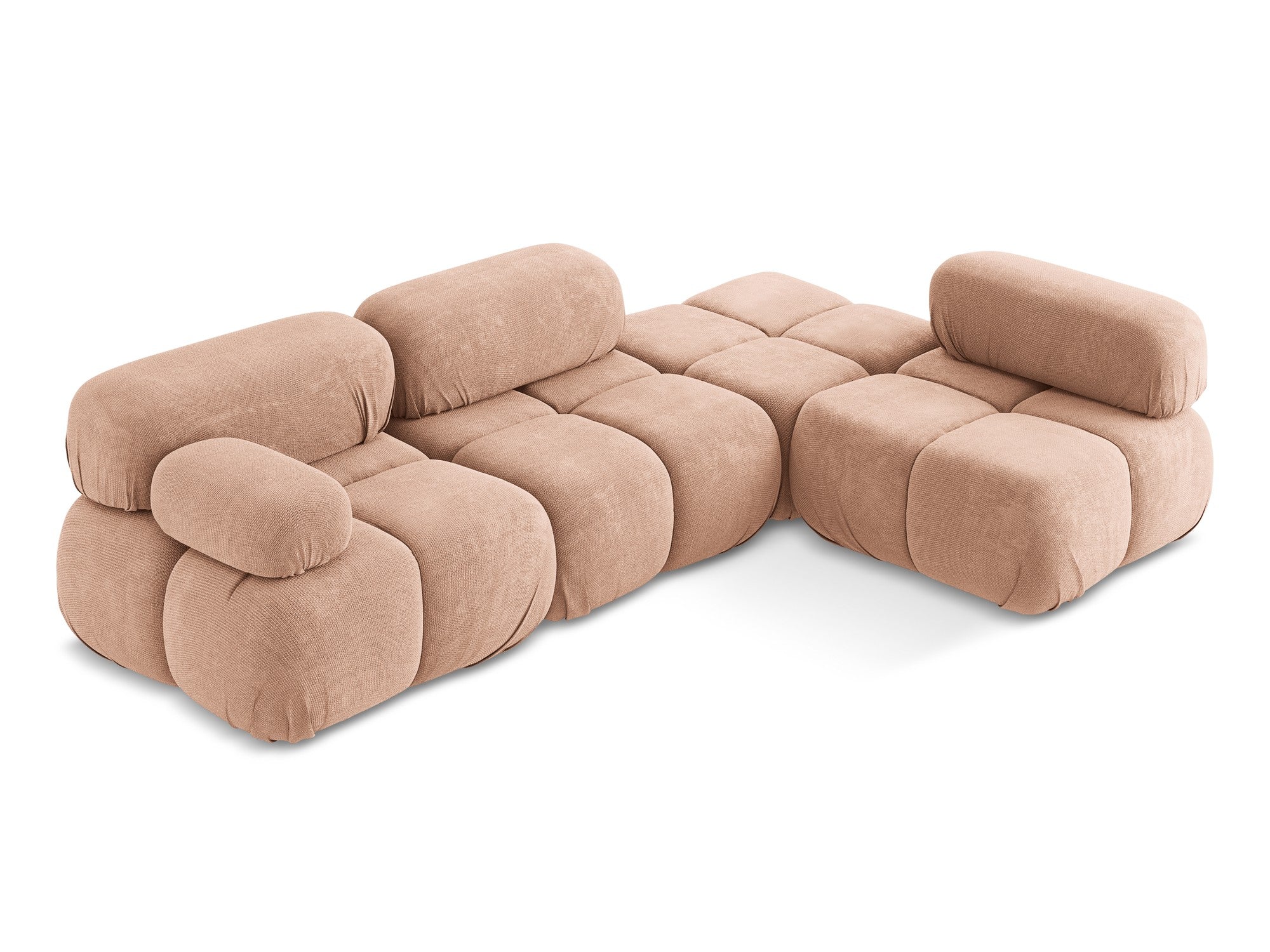 Right-facing modular corner sofa LOKUA peach chenille