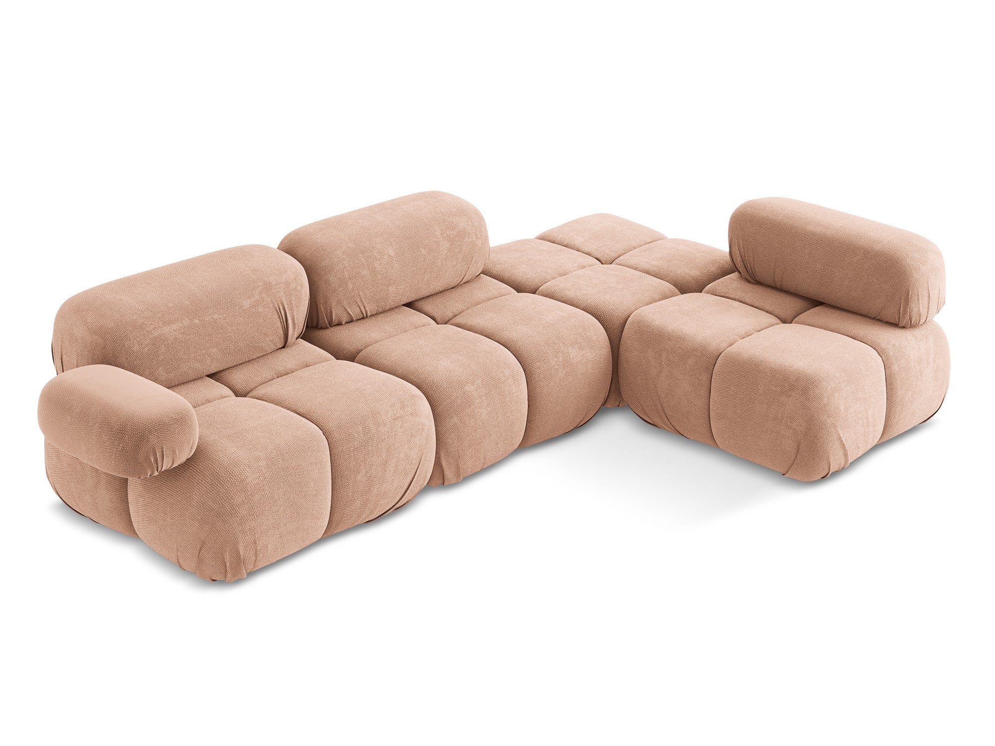 Right-facing modular corner sofa LOKUA peach chenille