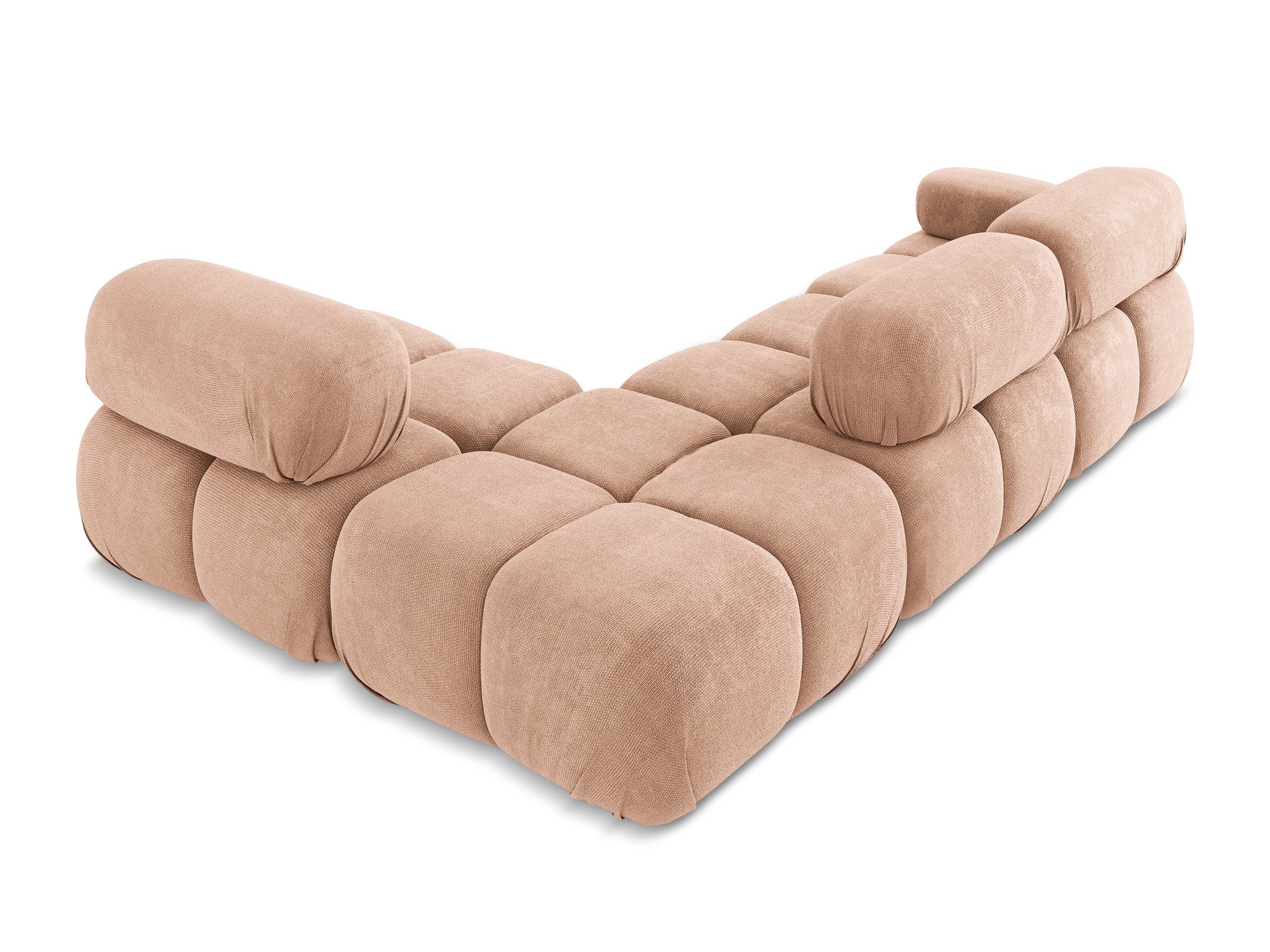 Right-facing modular corner sofa LOKUA peach chenille