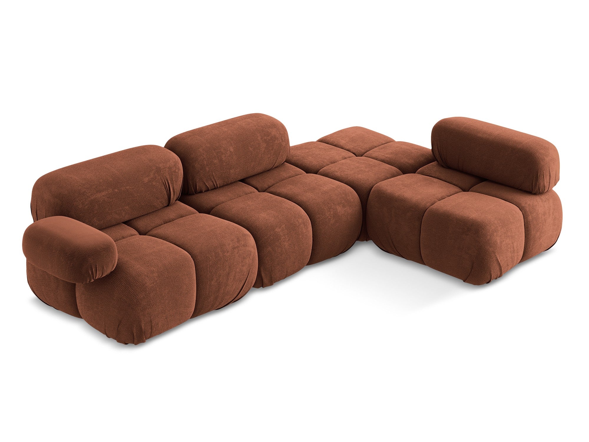Right-facing modular corner sofa LOKUA terracotta chenille