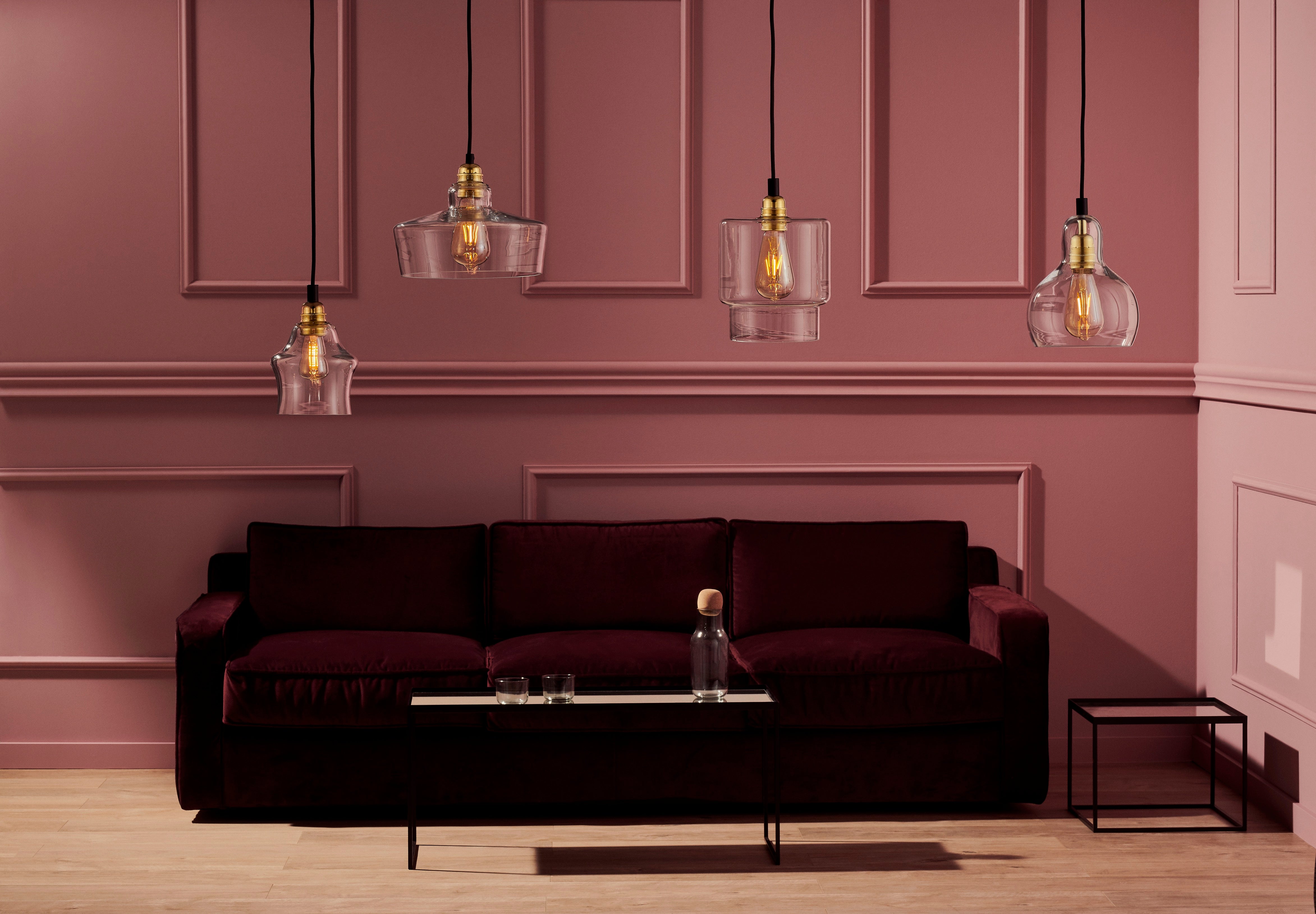 Závesná lampa LONGIS II priehľadná so zlatou