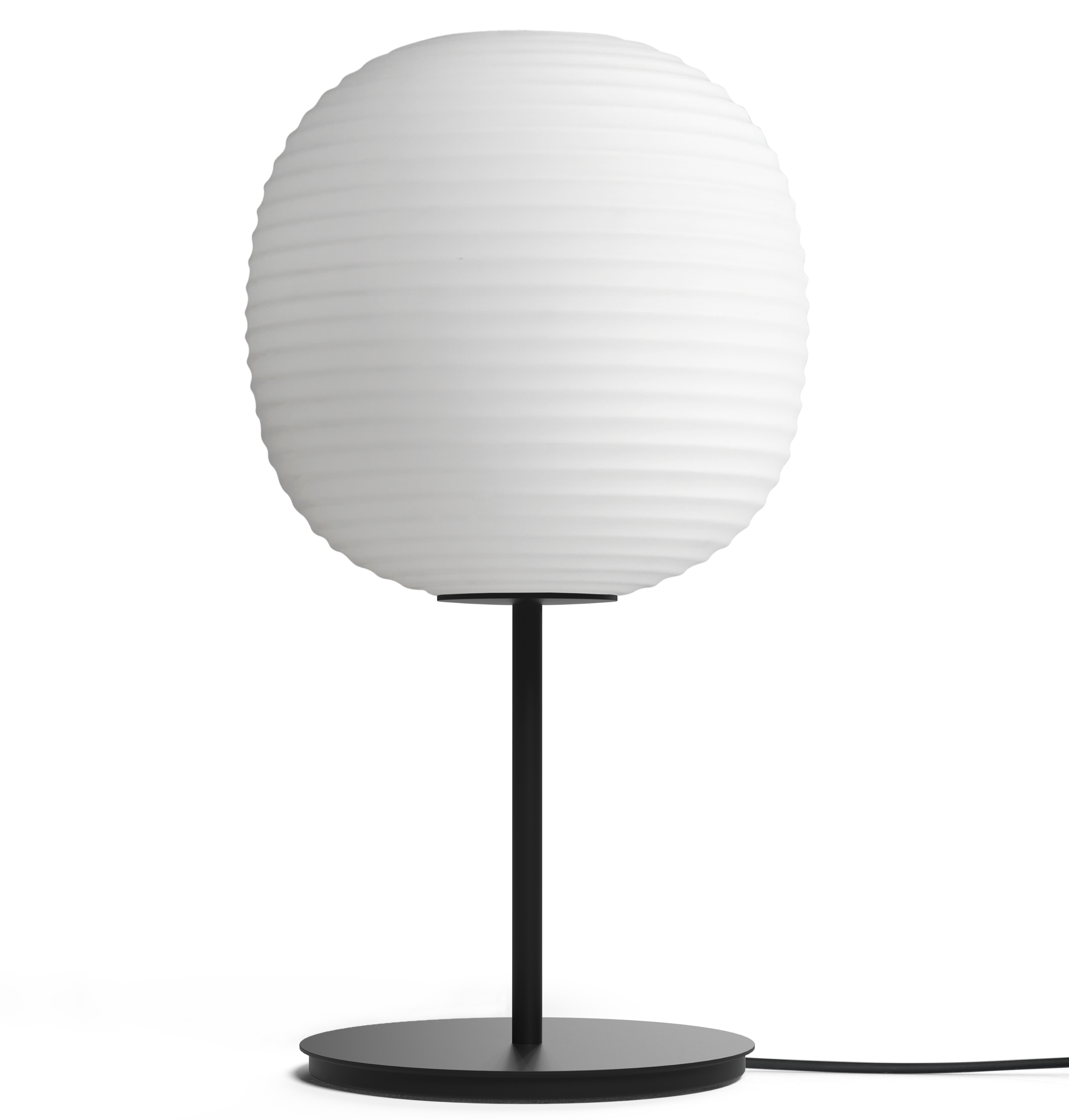 Stolná lampa LANTERN biela s čiernym podstavcom