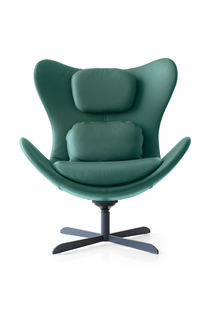 Otočný kreslo LAZY čalúnené s čiernym kovovým podstavcom