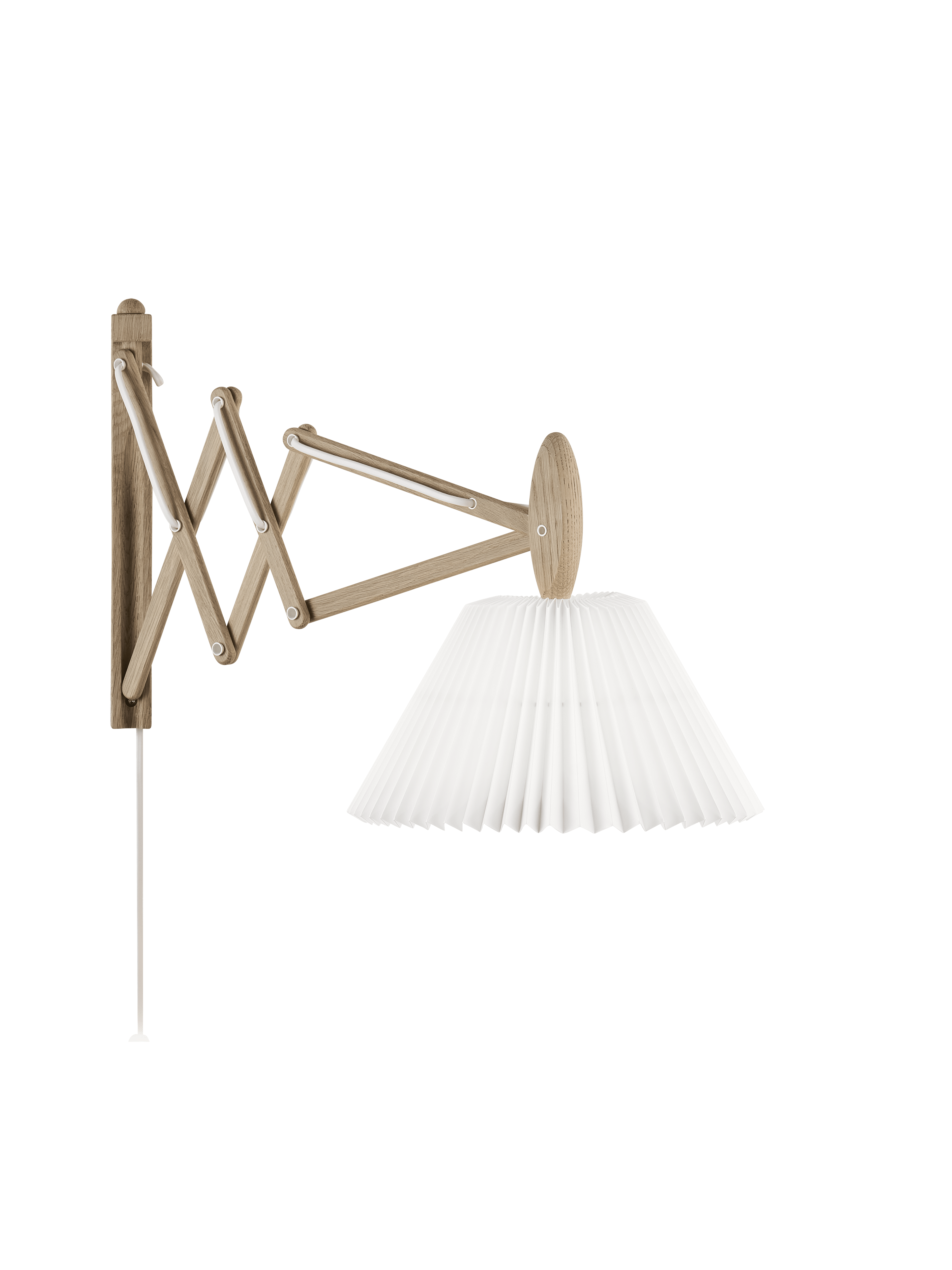 Nástenná lampa MODEL 223 2/17 SAX biela s jasným dubovým podstavcom