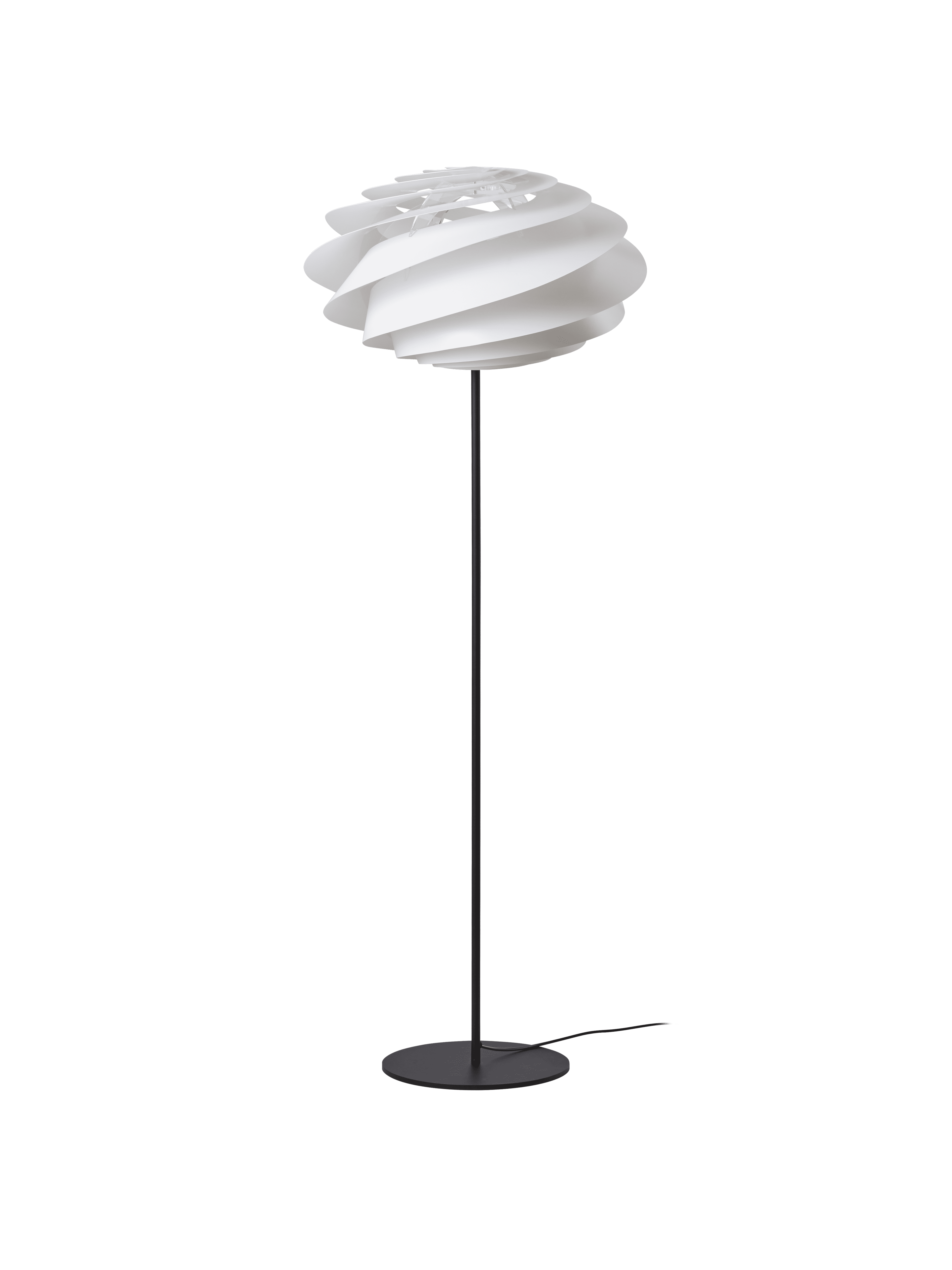 Stojaca lampa MODEL 331 SWIRL biela s čiernym podstavcom