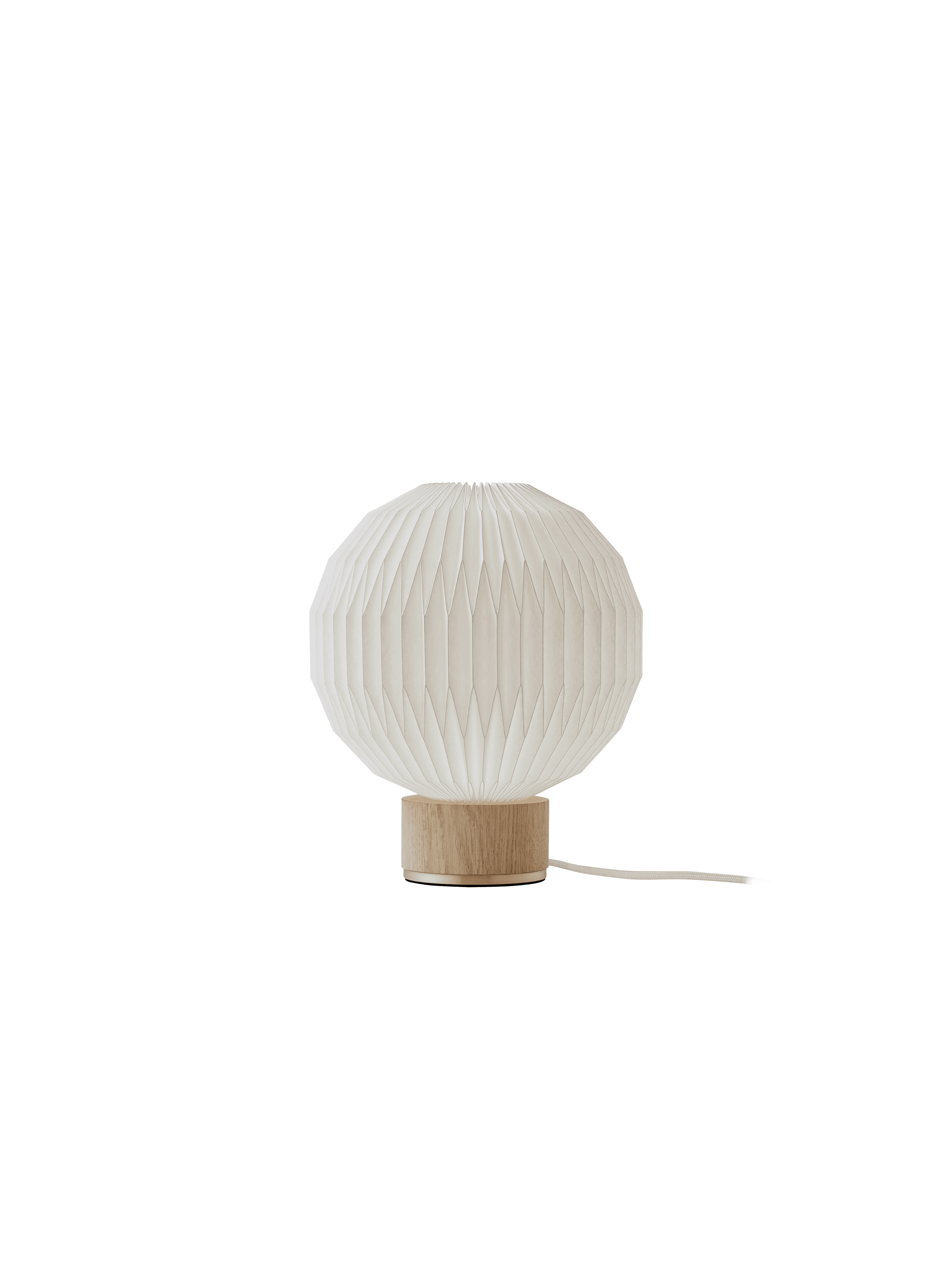 Stolná lampa MODEL 375 biela s jasným dubovým podstavcom