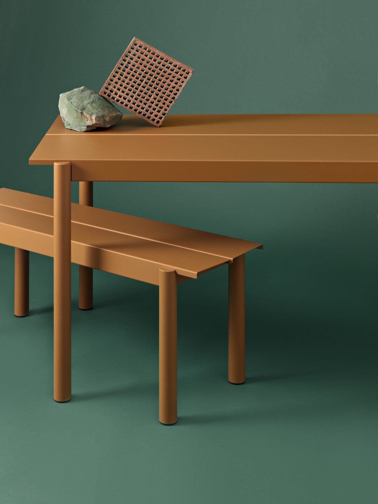 LINEAR Orange Steel Outdoor Bench