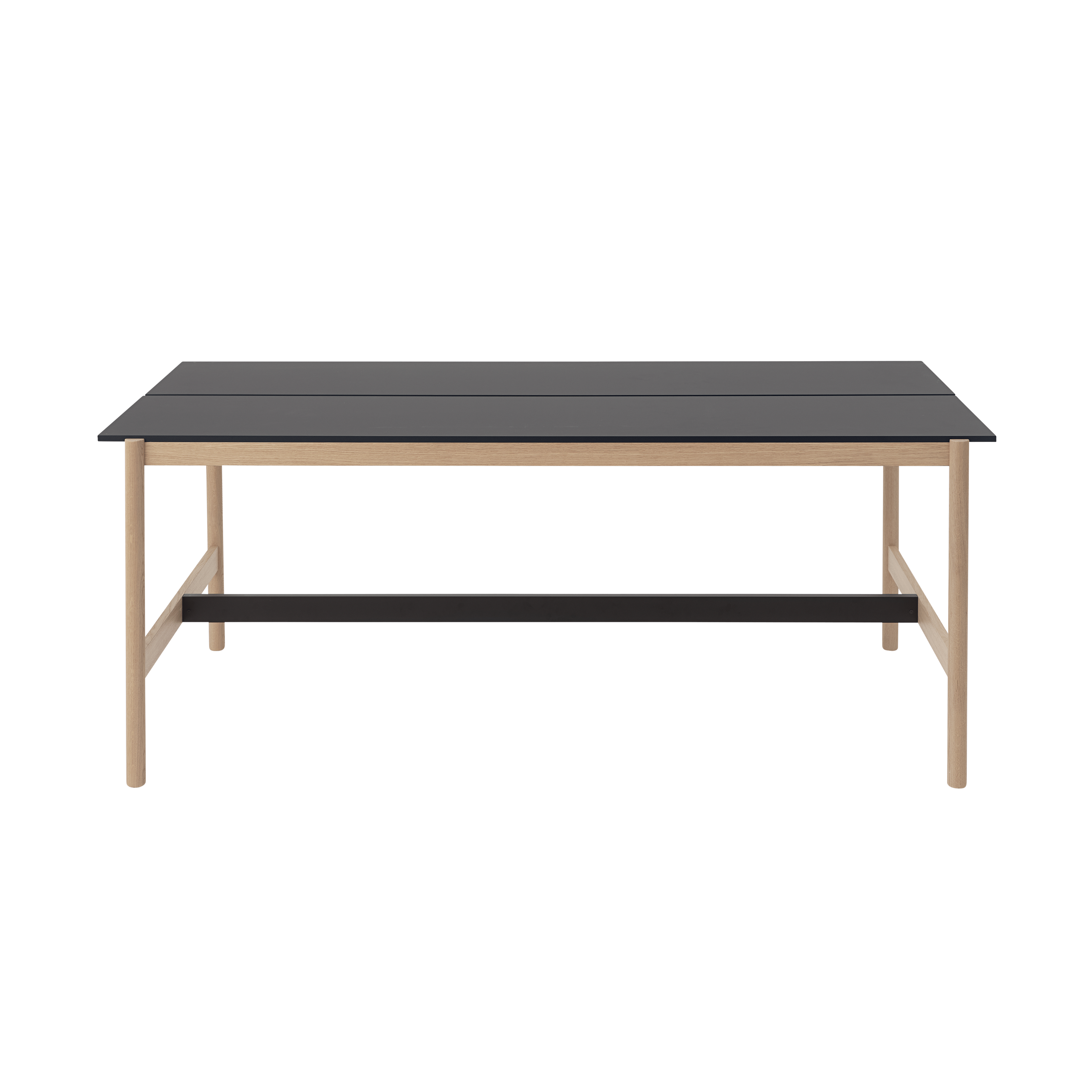 LINEAR SYSTEM HIGH Office Table in Black Nanolaminate with Oak Base