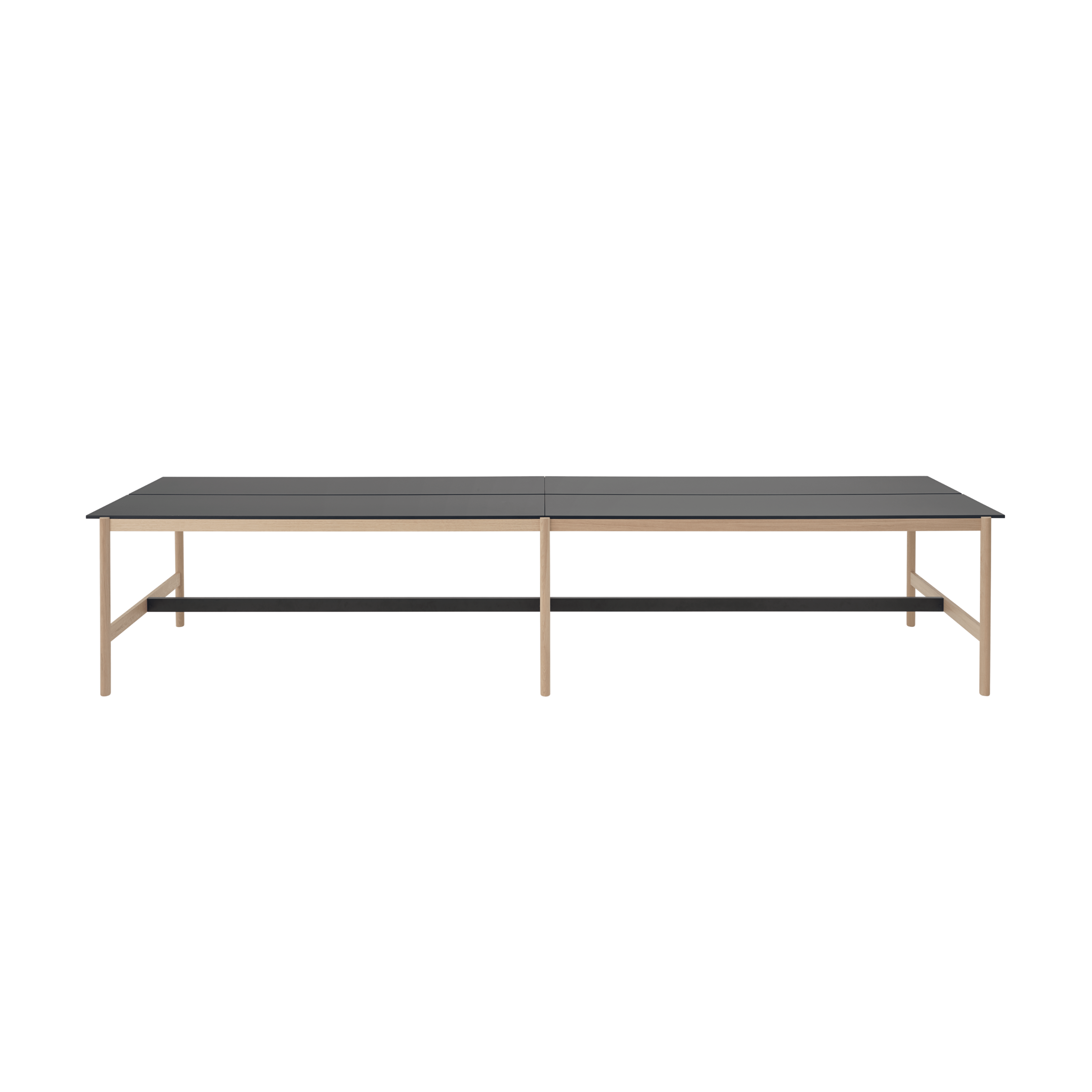 LINEAR SYSTEM HIGH Office Table - CONFIGURATION 2 black nanolaminate with oak base