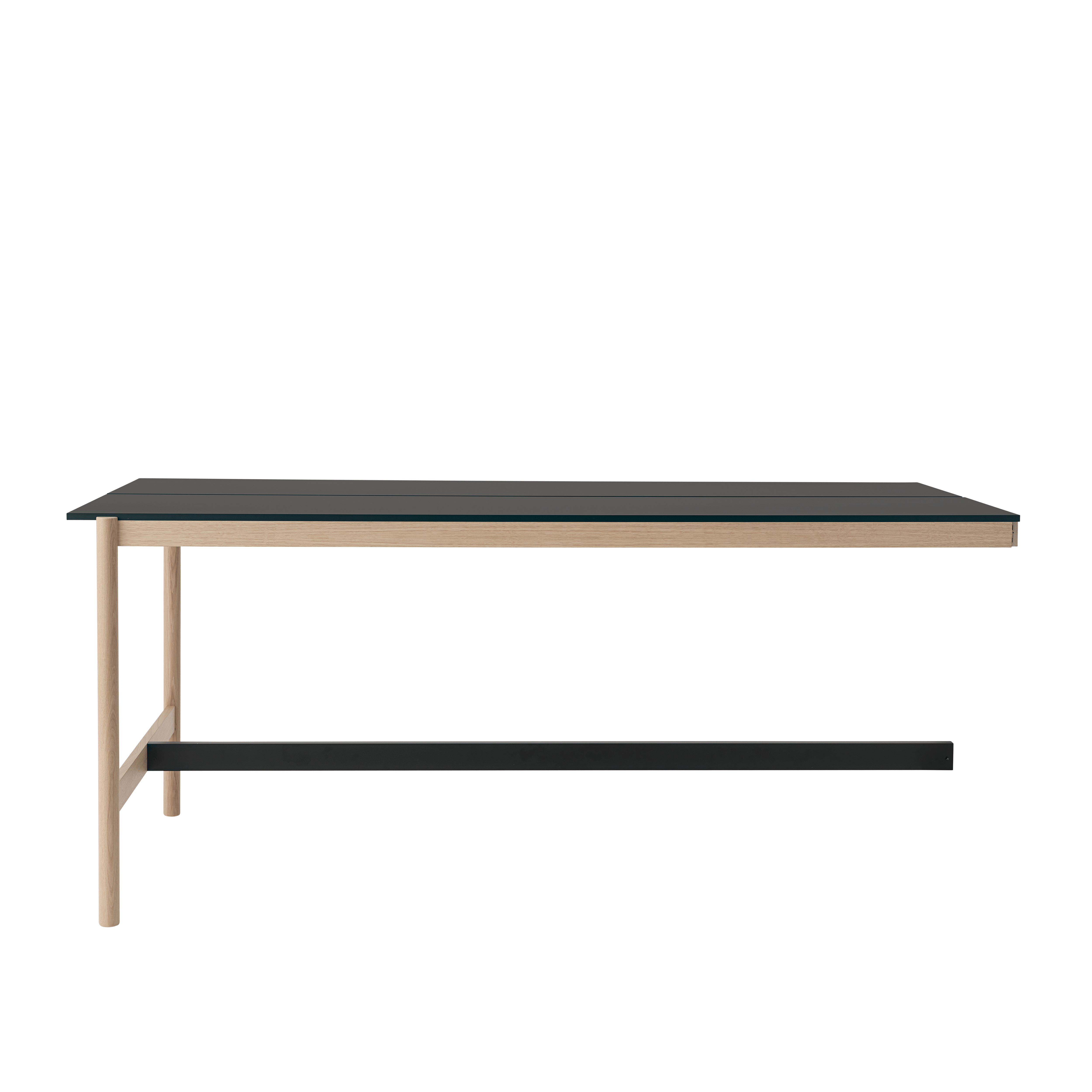 LINEAR SYSTEM HIGH Office Table - CONFIGURATION 2 black nanolaminate with oak base
