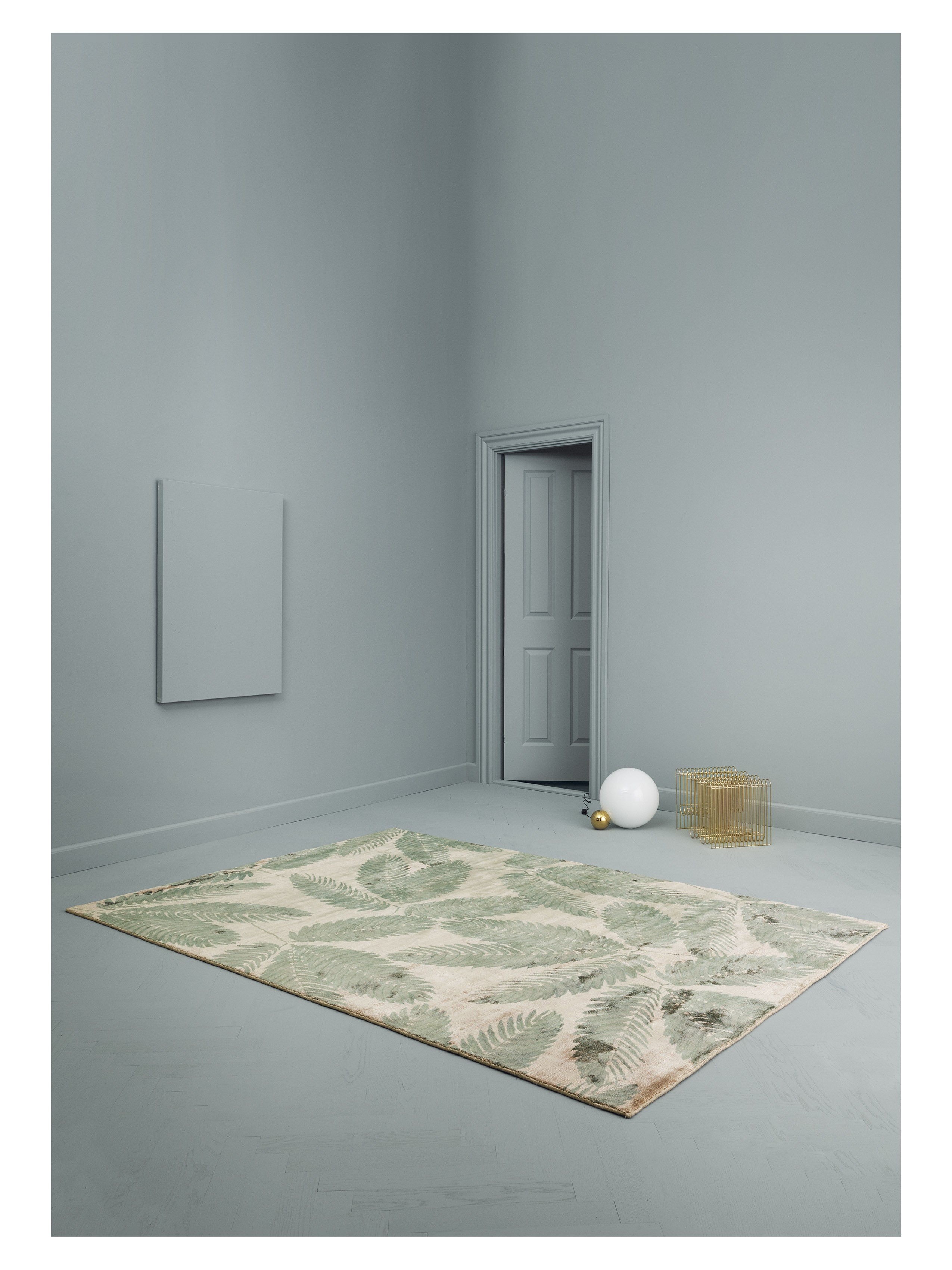 AMBROSIA beige rug with green