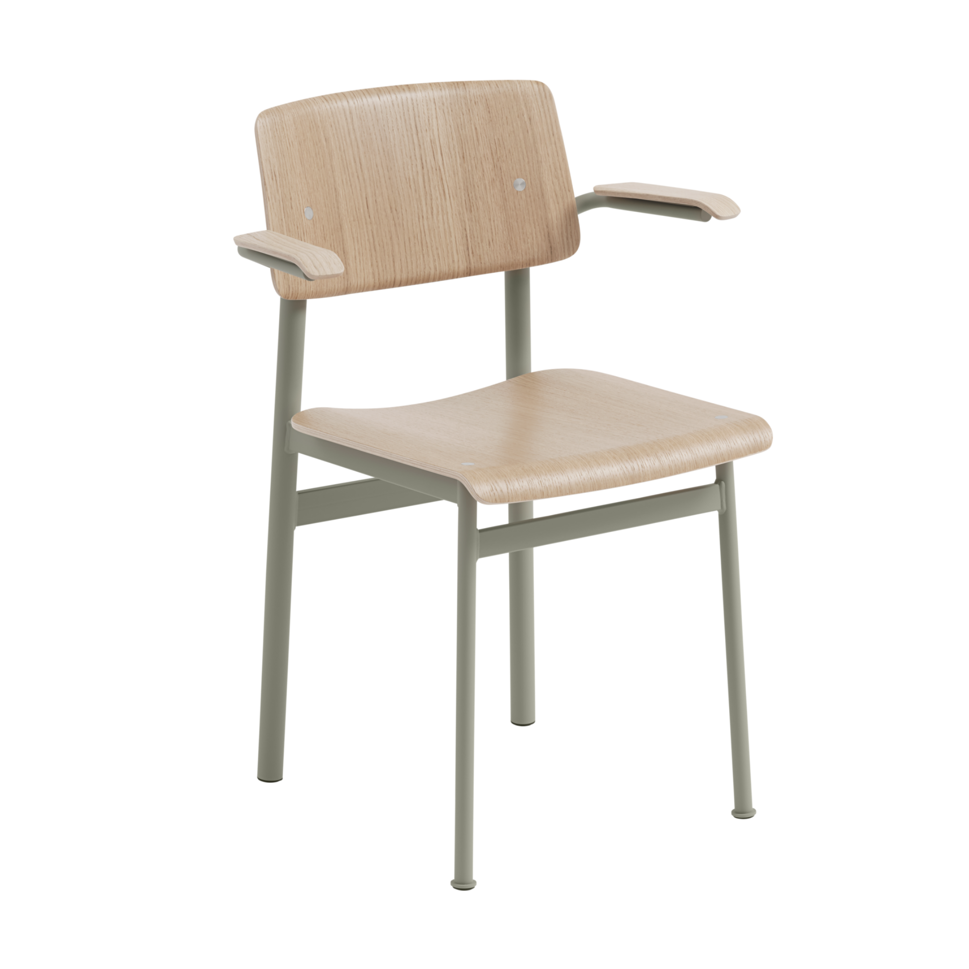 LOFT Armchair with Oak Veneer and Dirty Green Base