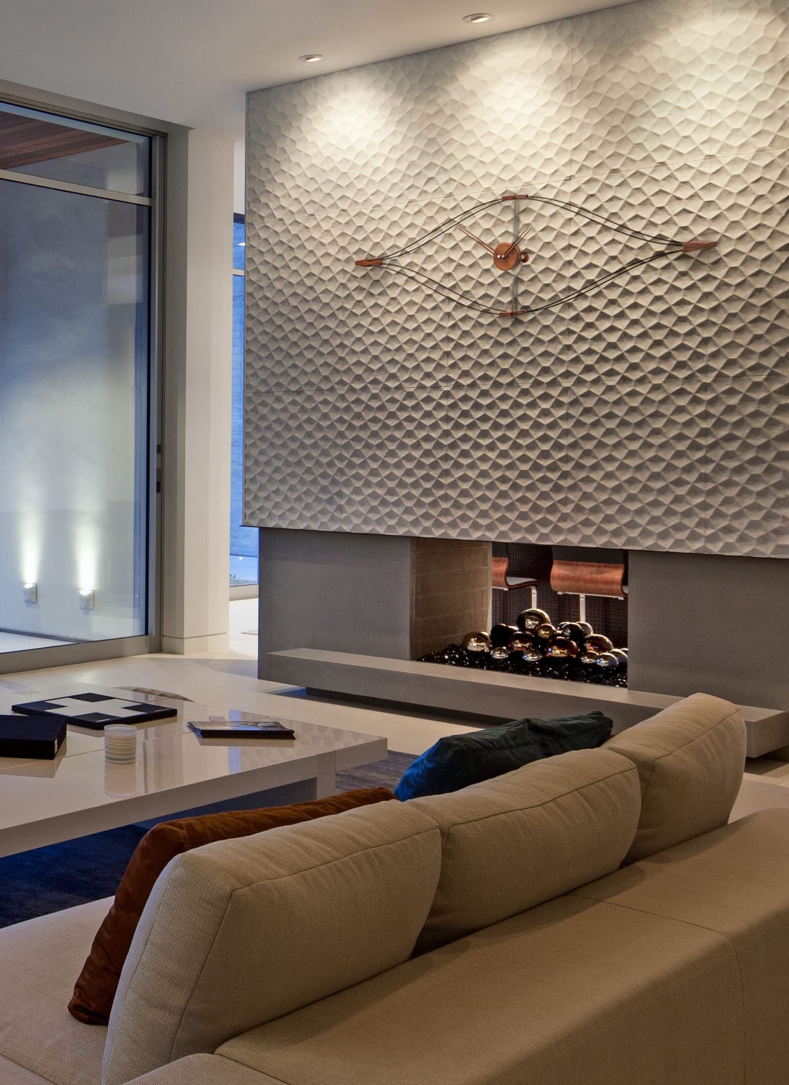 Wall Clock LOOK Walnut Wood with Chrome and Black