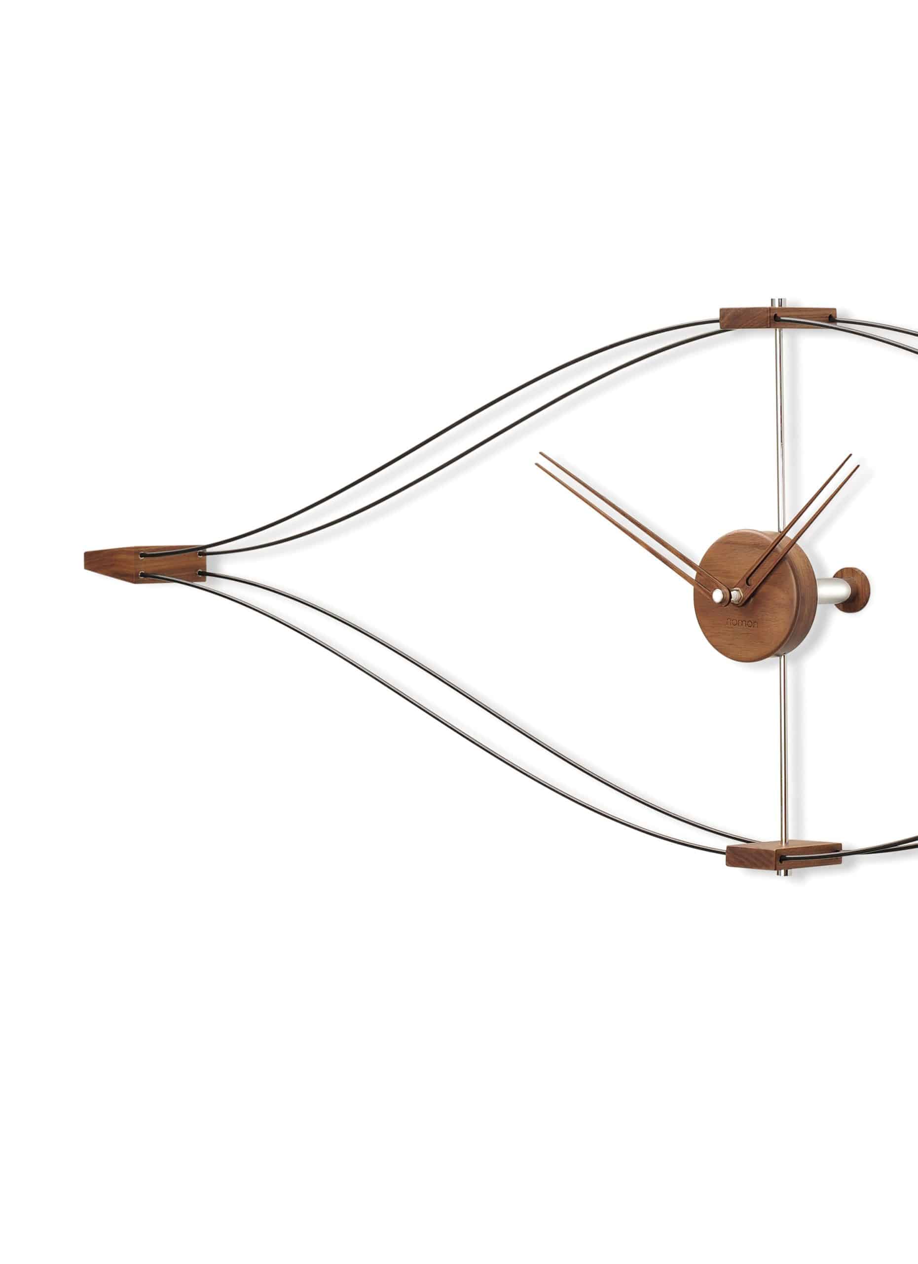 Wall Clock LOOK Walnut Wood with Chrome and Black