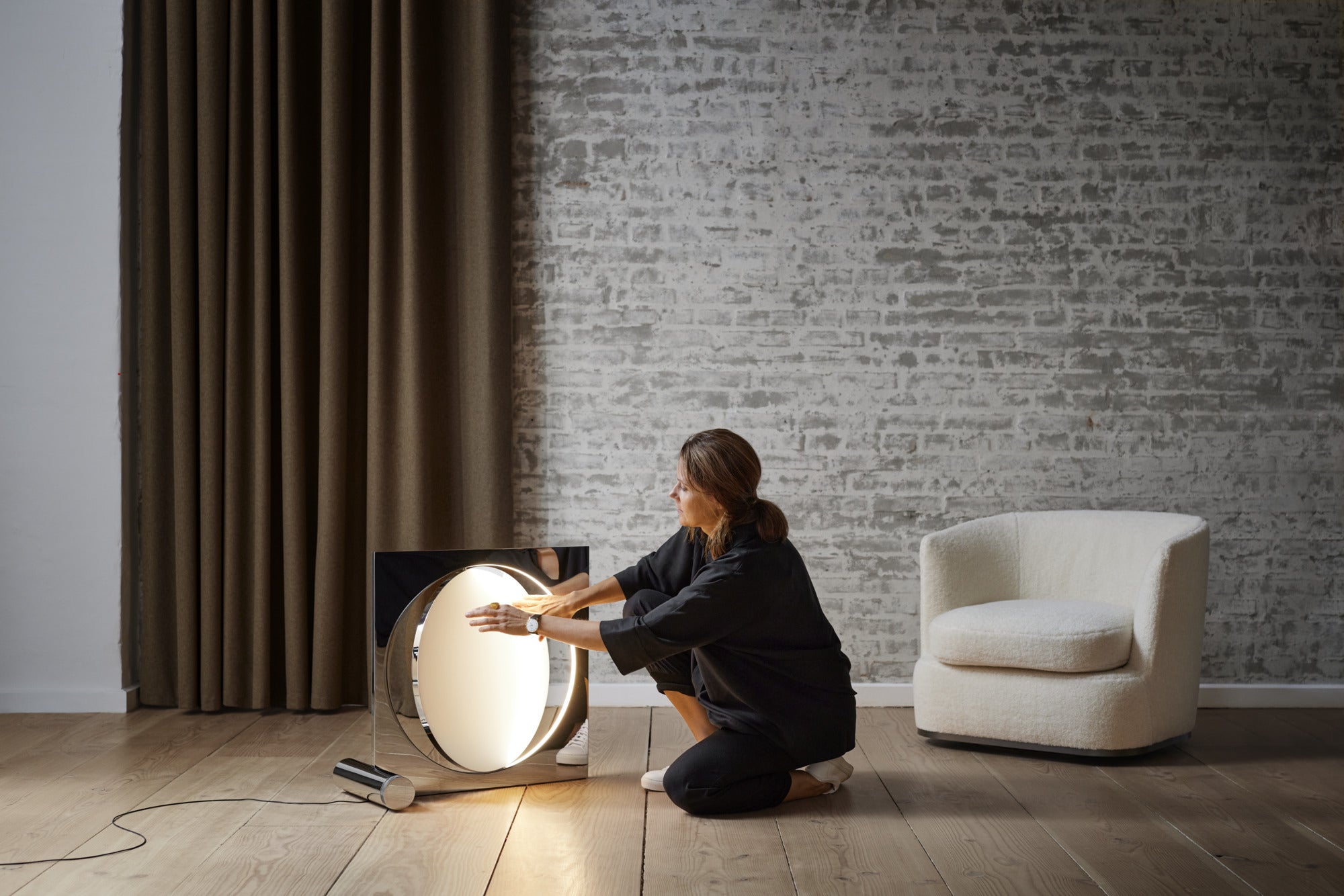 MOONSETTER chrome floor lamp