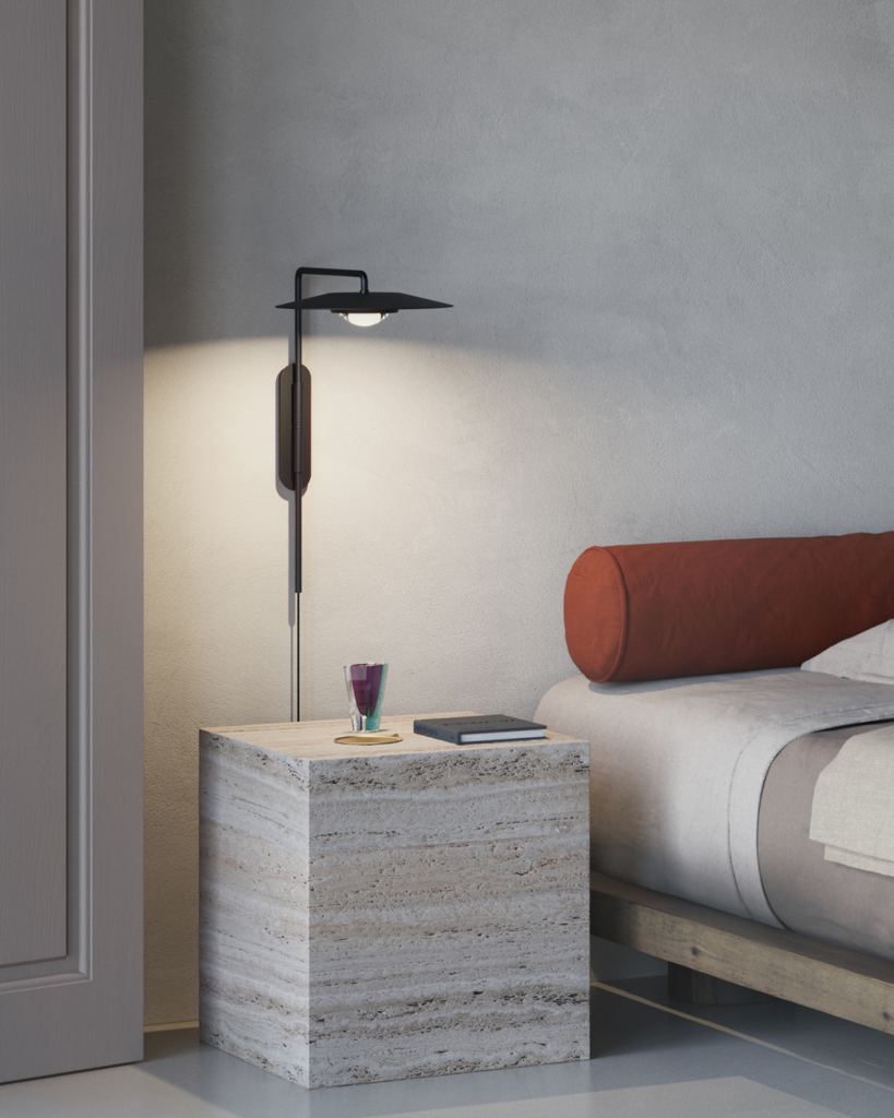 KOINÉ black wall lamp with arm