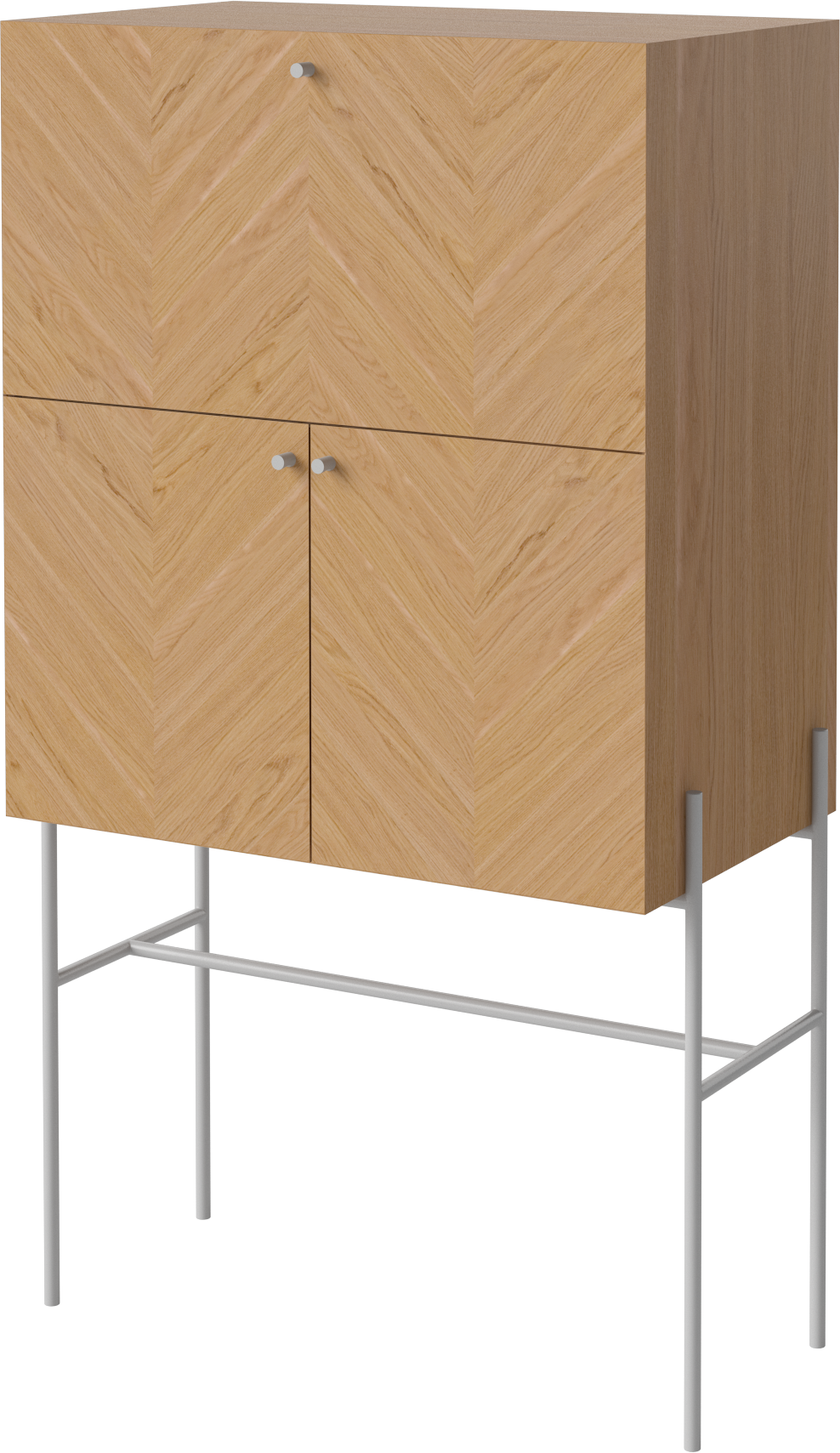 Barový stolík LUXE z dubového dreva so šedým podstavcom