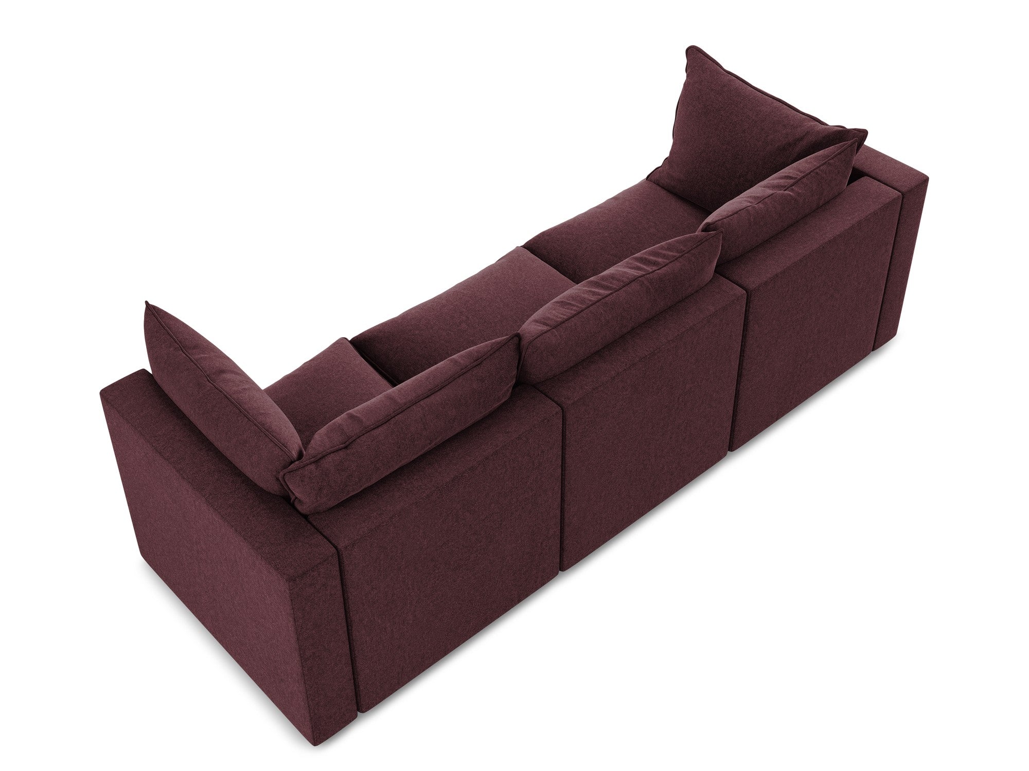 Velvet Sofa for 3 People MANAO in Burgundy