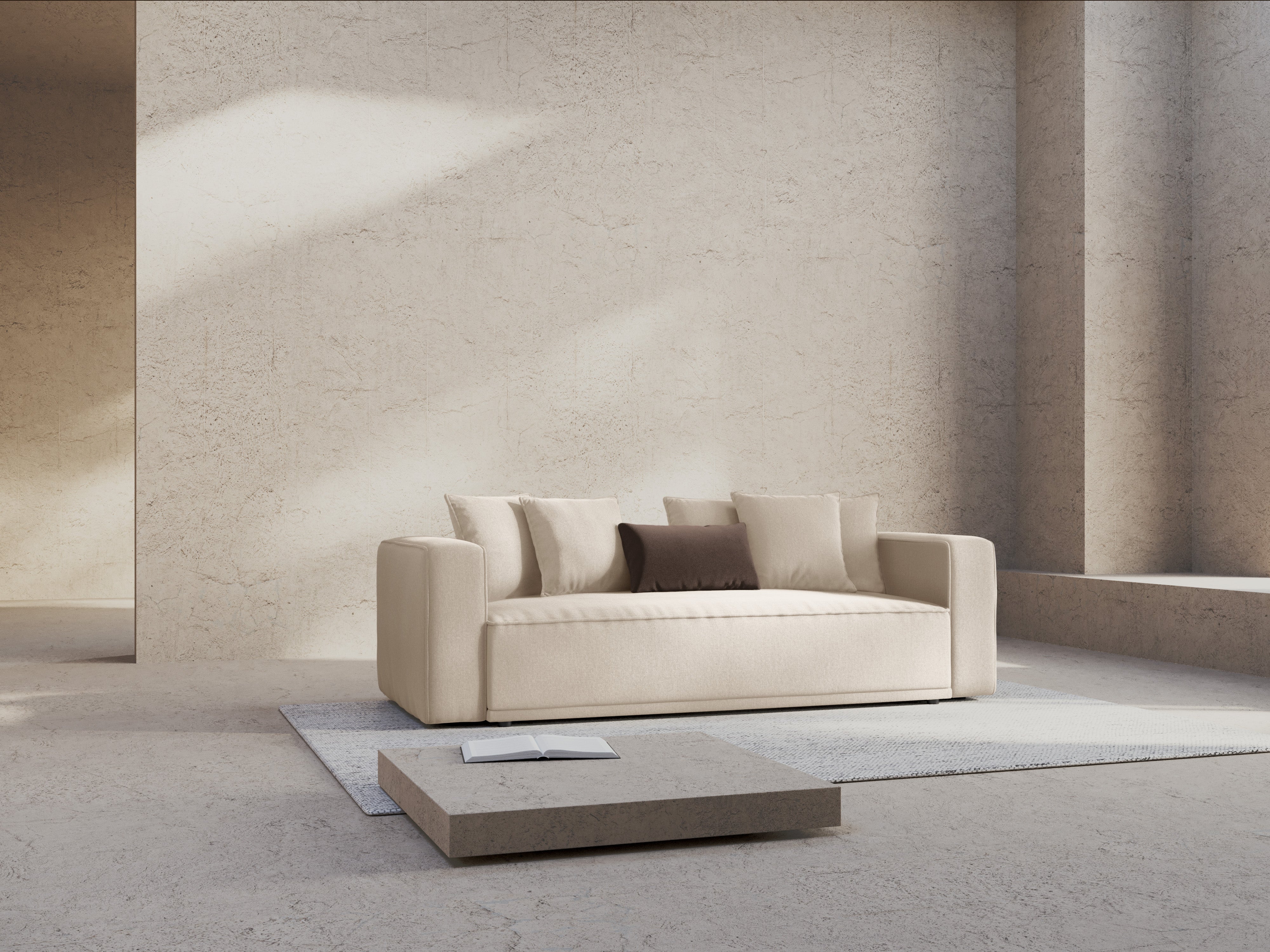 Pohovka s funkciou spania RIBES svetlo béžový šenil