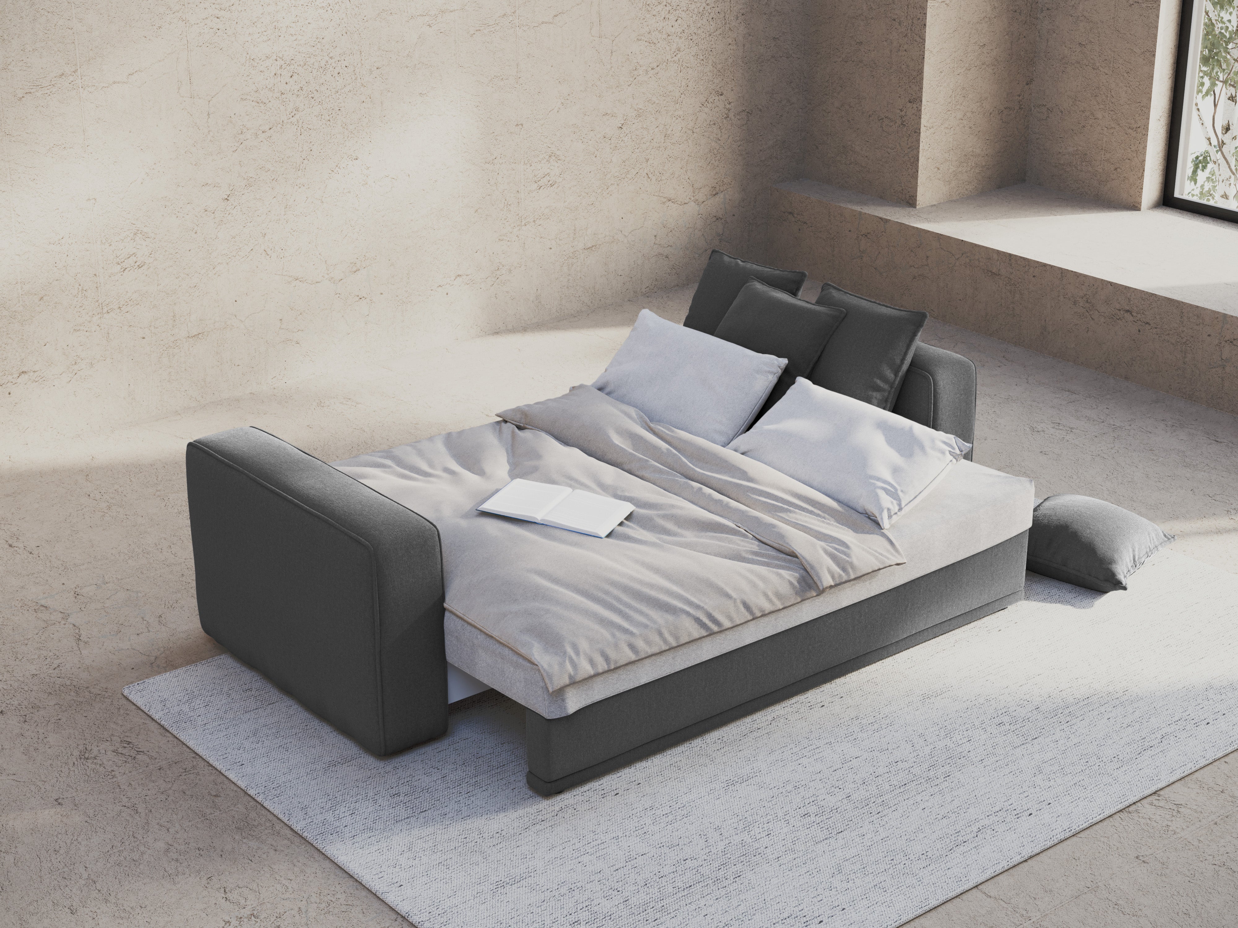 Sofa s funkciou spania RIBES šedý šenil