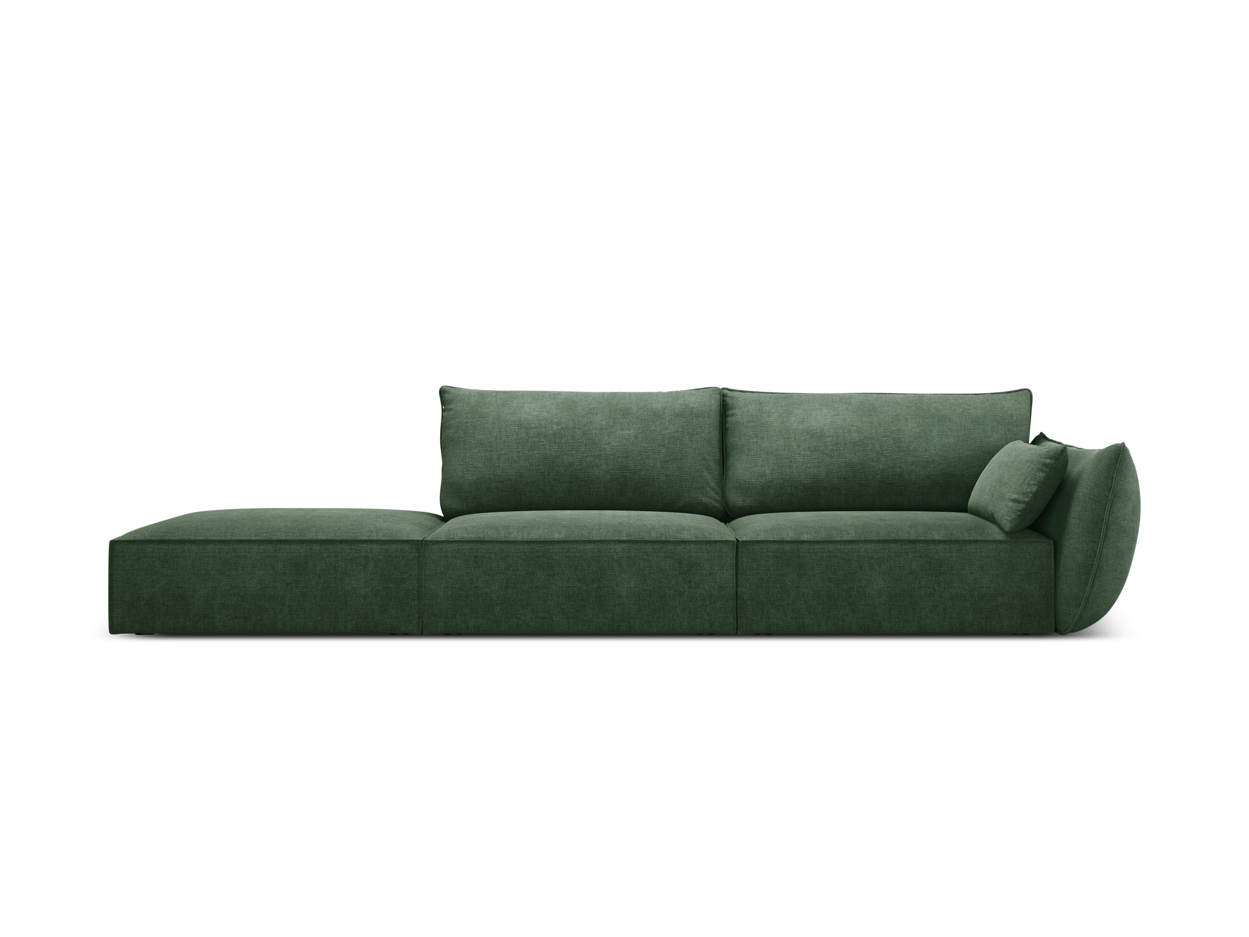 Sofa v zamatovej tkanine ľavostranná otvorená VANDA fľašková zelená