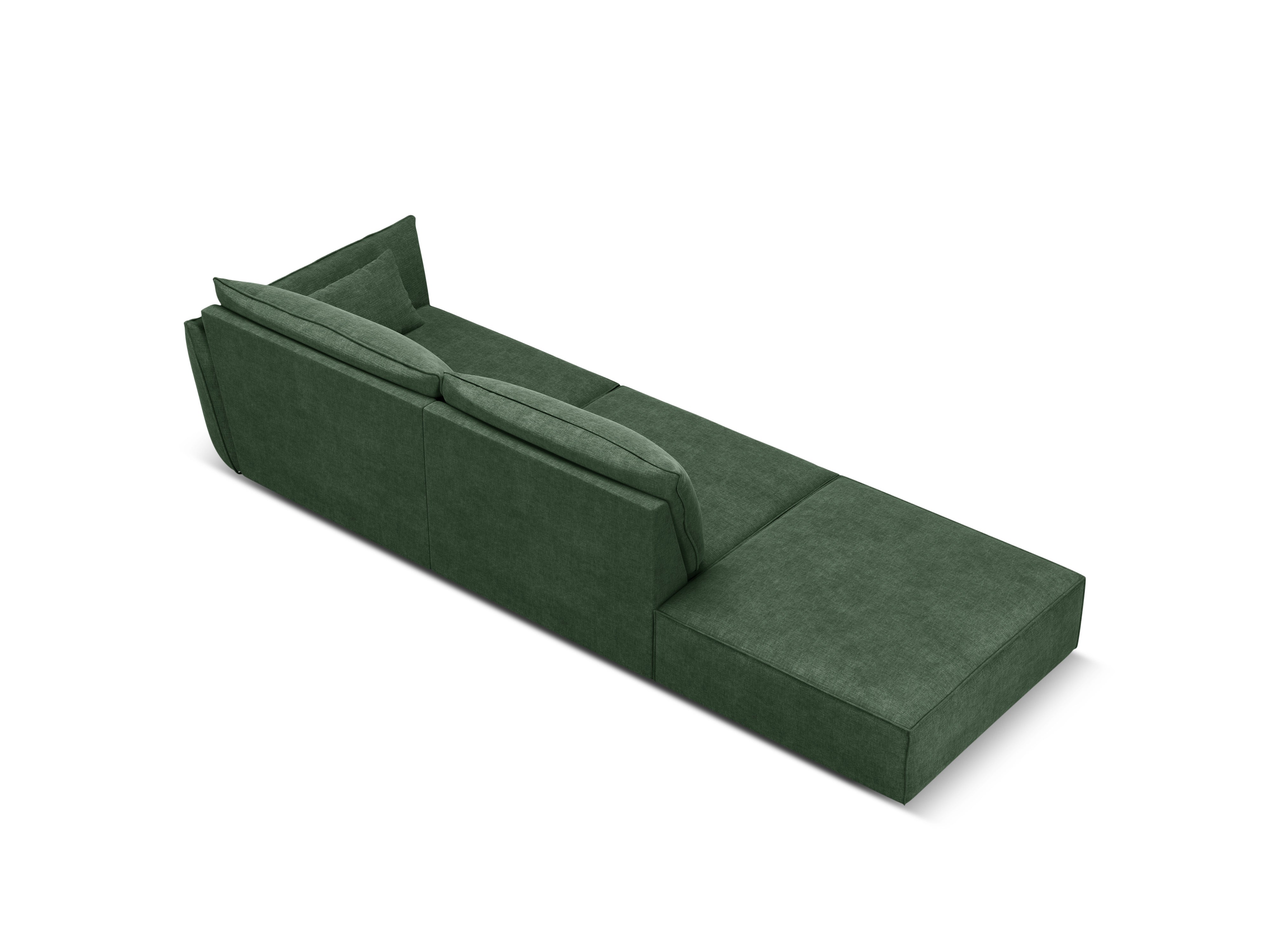 Sofa v zamatovej tkanine ľavostranná otvorená VANDA fľašková zelená