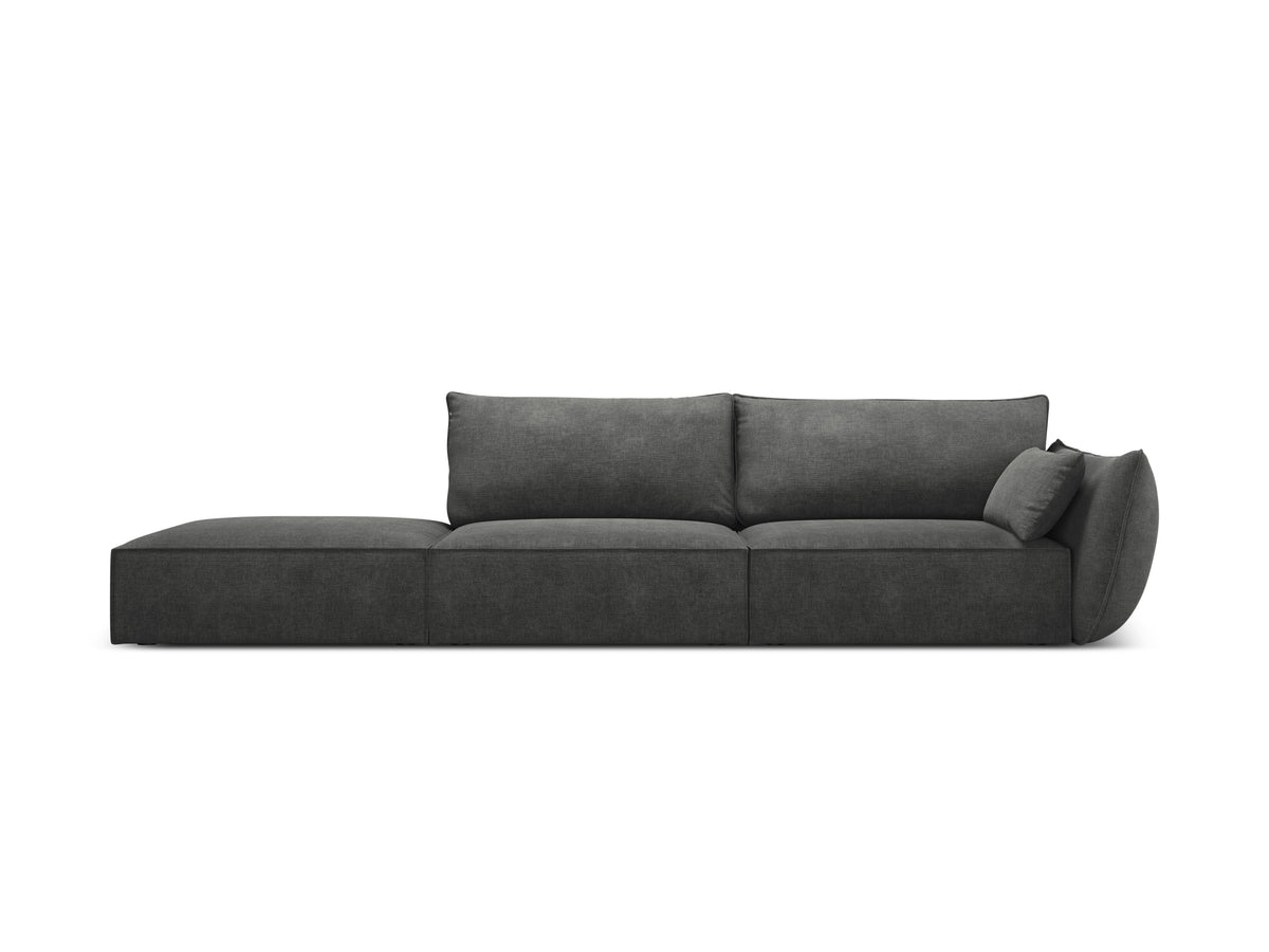 Sofa z tkaniny szenilovej ľavostranná otvorená VANDA tmavosivá