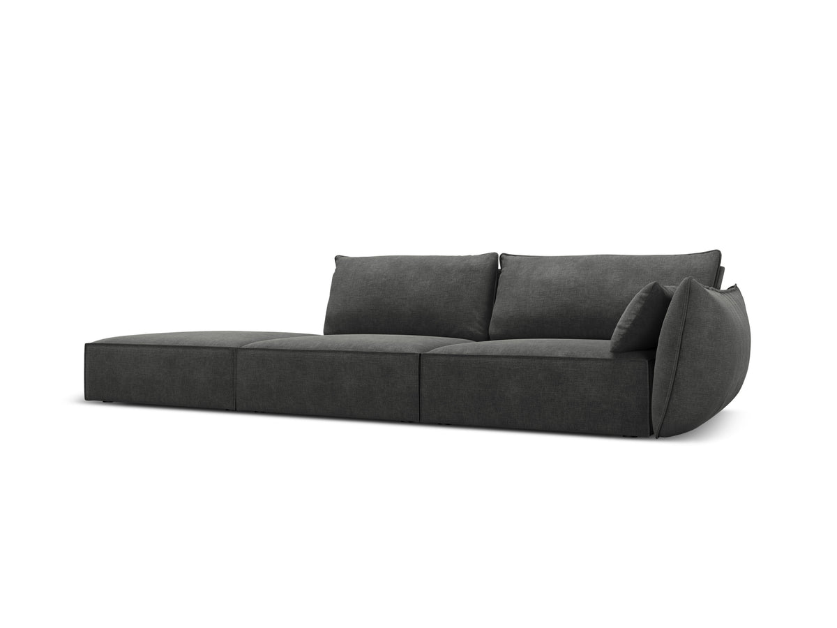 Sofa z tkaniny szenilovej ľavostranná otvorená VANDA tmavosivá