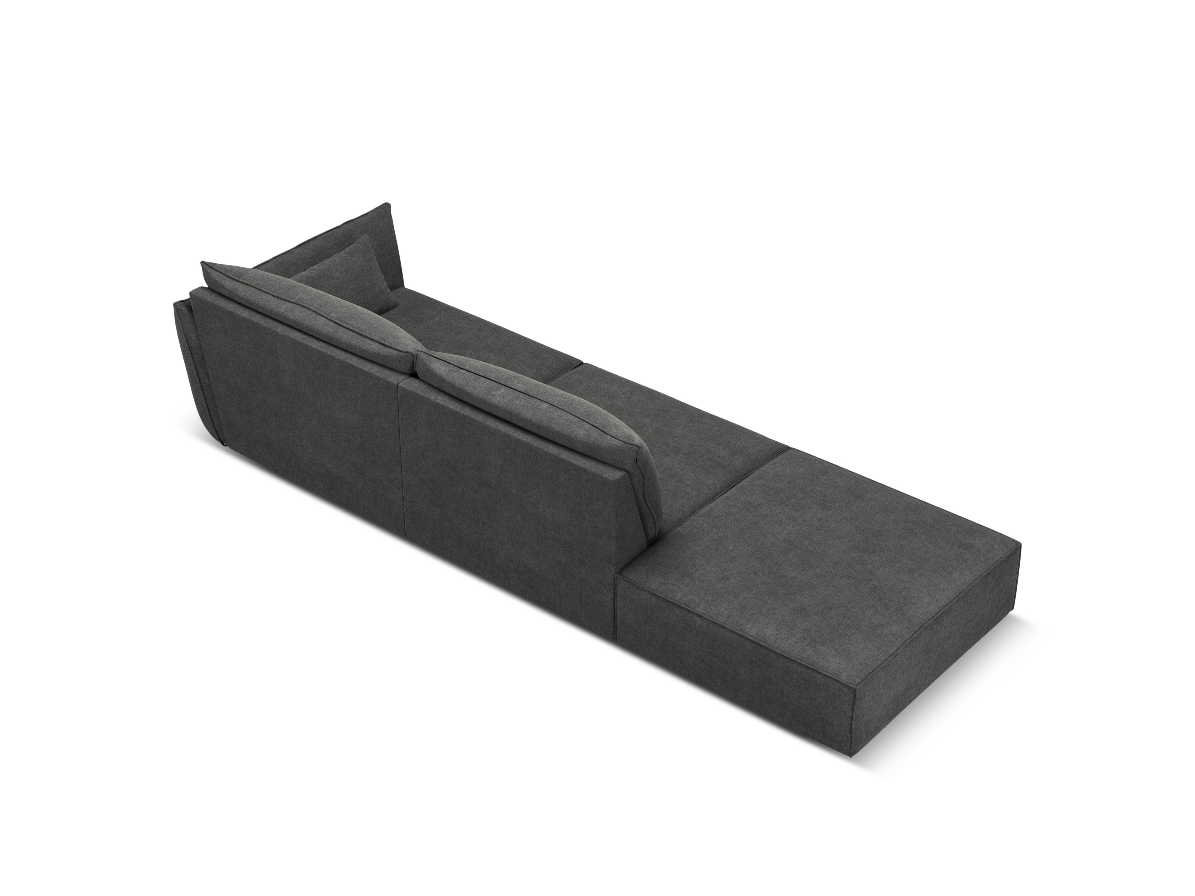 Sofa z tkaniny szenilovej ľavostranná otvorená VANDA tmavosivá