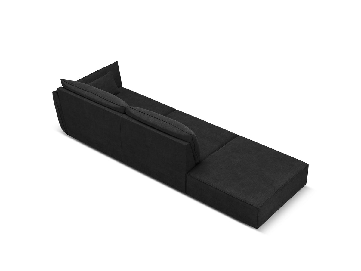 Sofa v zamatovej tkanine ľavostranná otvorená VANDA čierna
