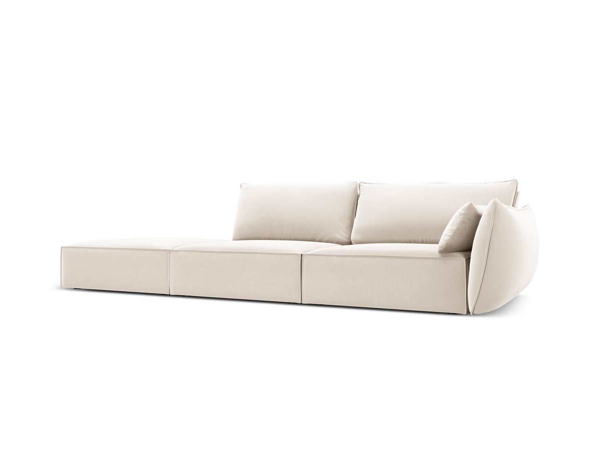 Sofa z jemného velúru ľavostranná otvorená VANDA béžová