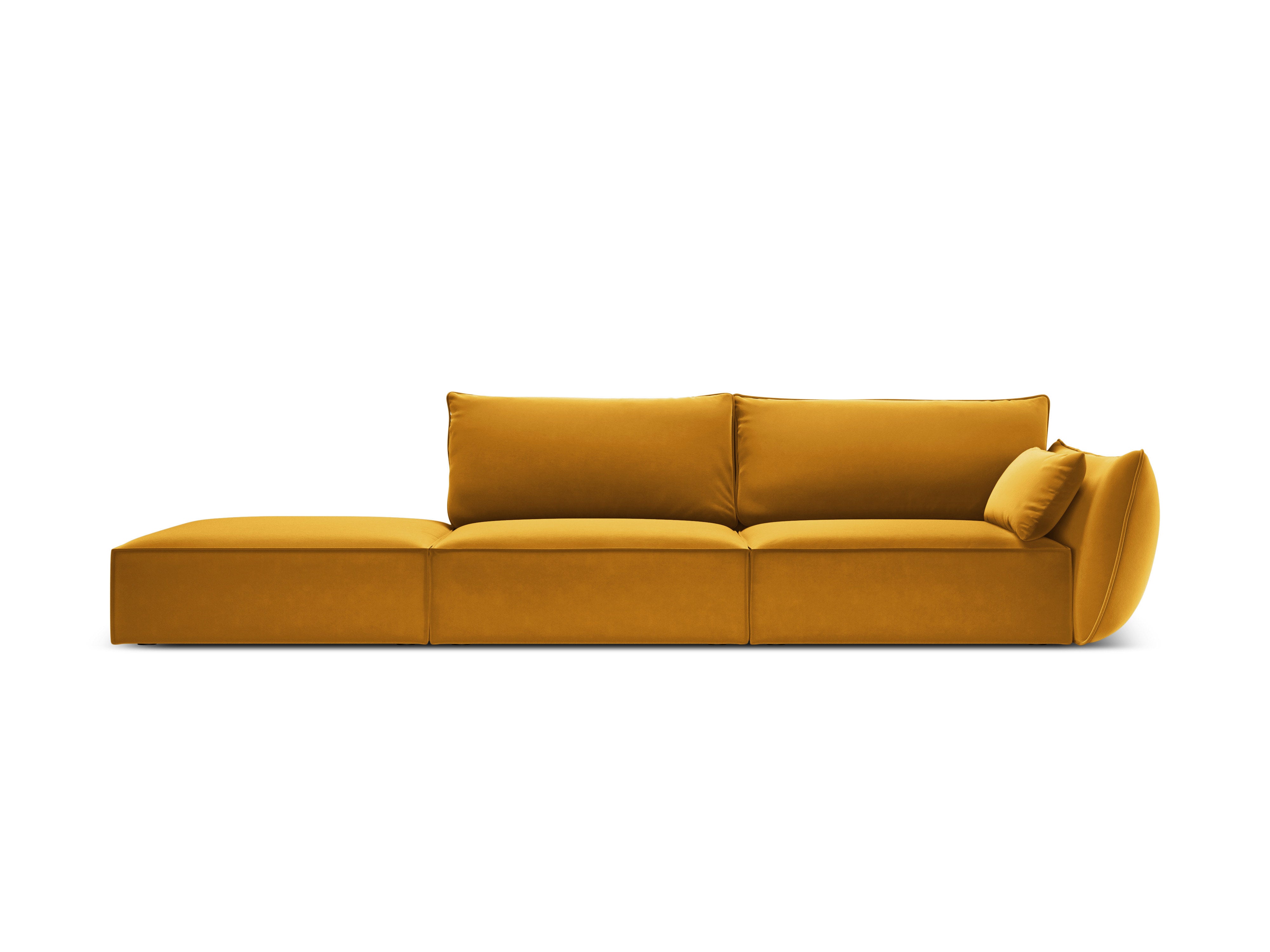 Sofa z jemného velúru ľavostranná otvorená VANDA horčicová